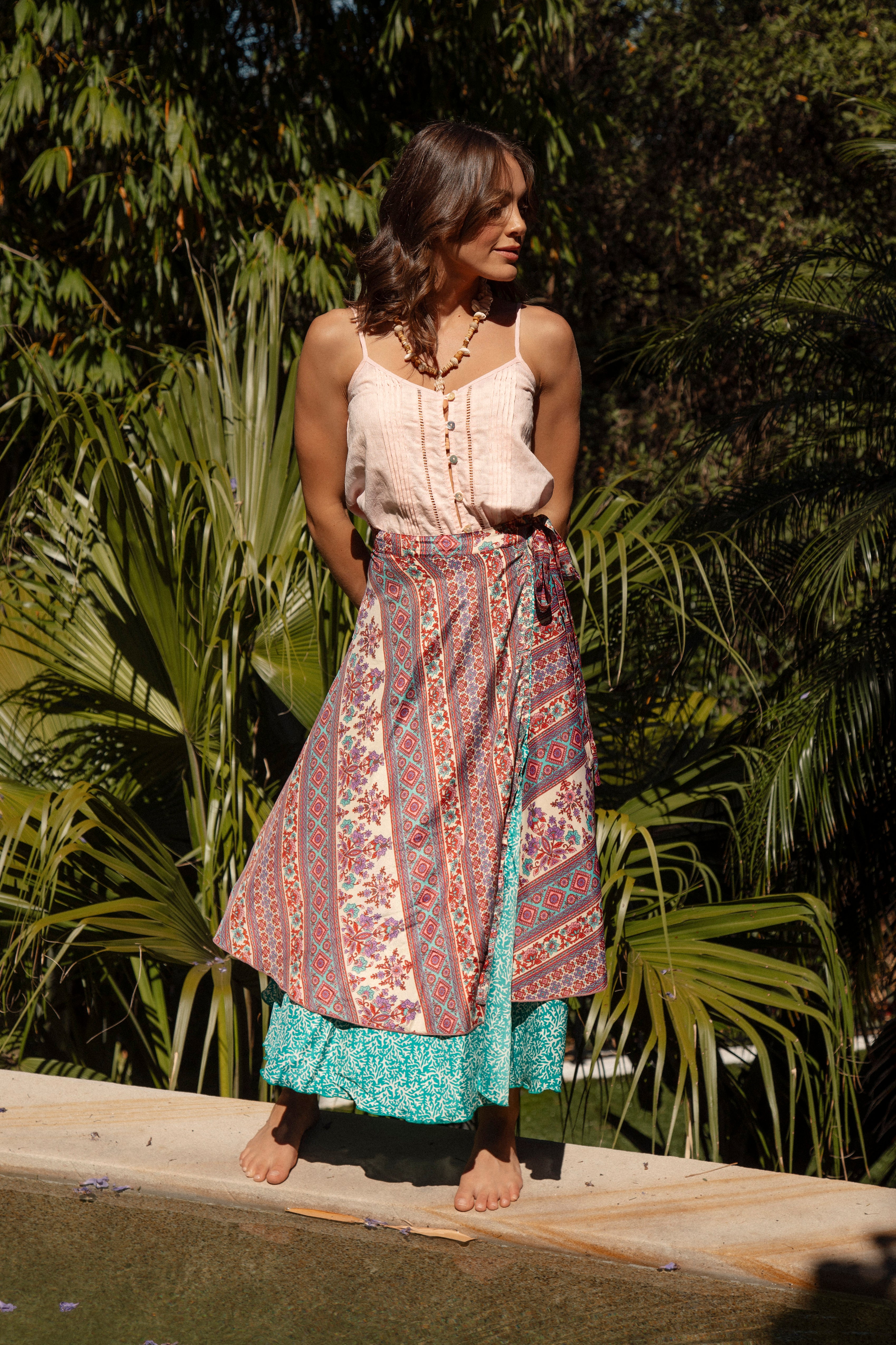 Goddess Wrap Skirt Taj - Boho style reversible silk skirt