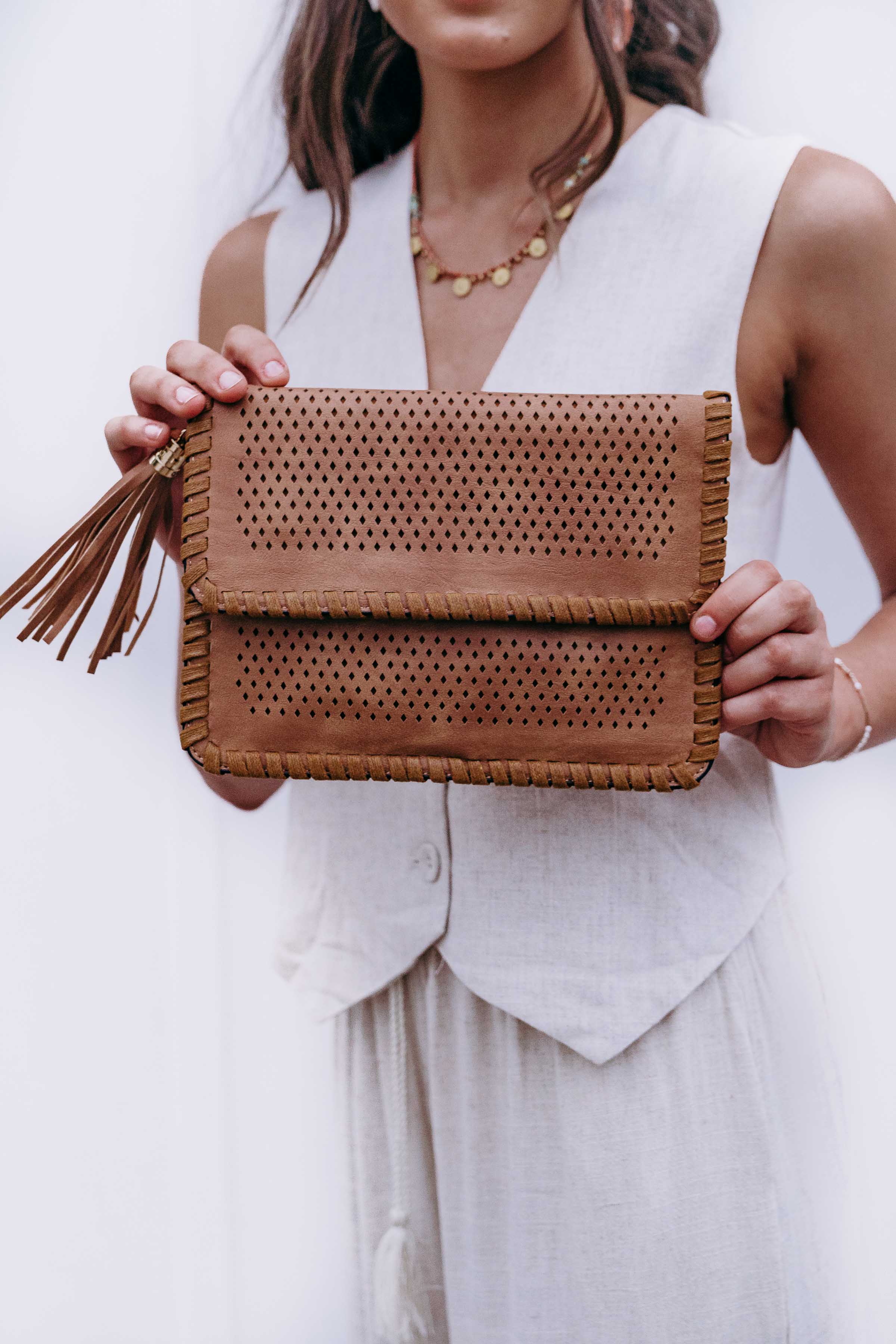 Free Spirit Geo Clutch - Tan