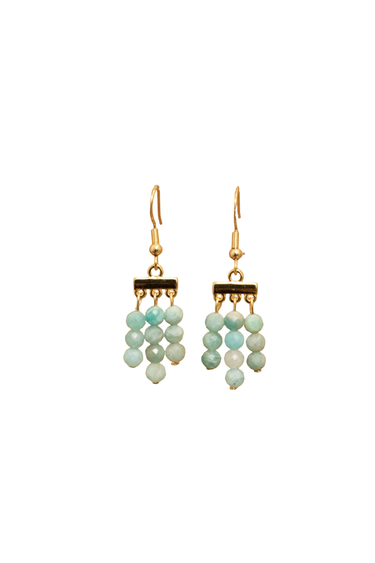 Pair of black and white zebra pattern earrings with gold accents on a white background