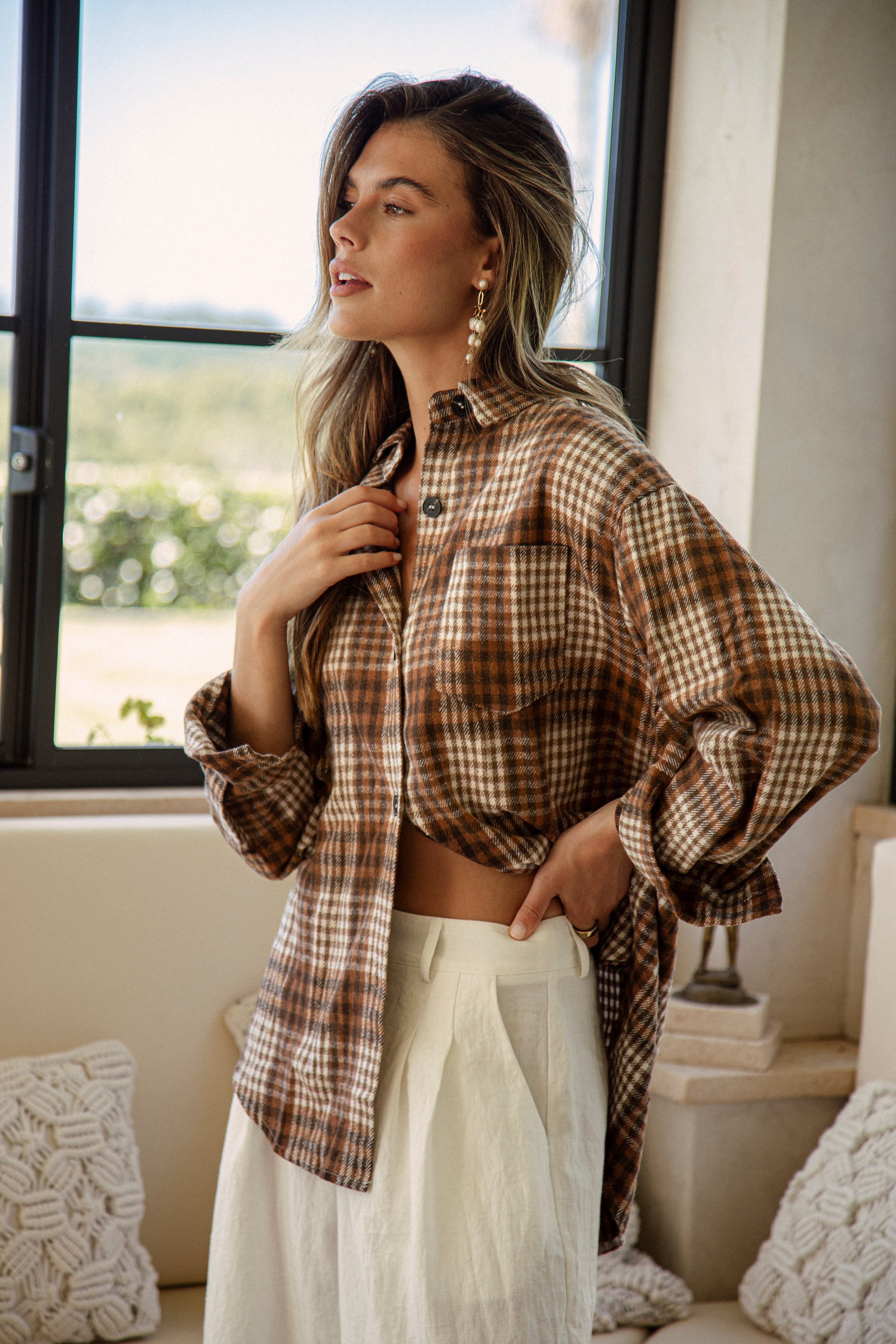 Grove Flannel Espresso is a cosy long sleeve shirt perfect for layering