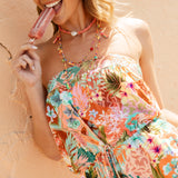 Havana Strapless Dress Tropicana - shocasing shirred bust and vibrant tropicana print