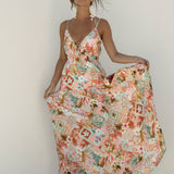 Haveli Maxi Dress Bohemian Maxi Dress with v neckline and spaghetti straps