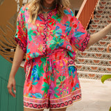 Hibiscus Lane Short features bold floral pattern with contrasting trim
