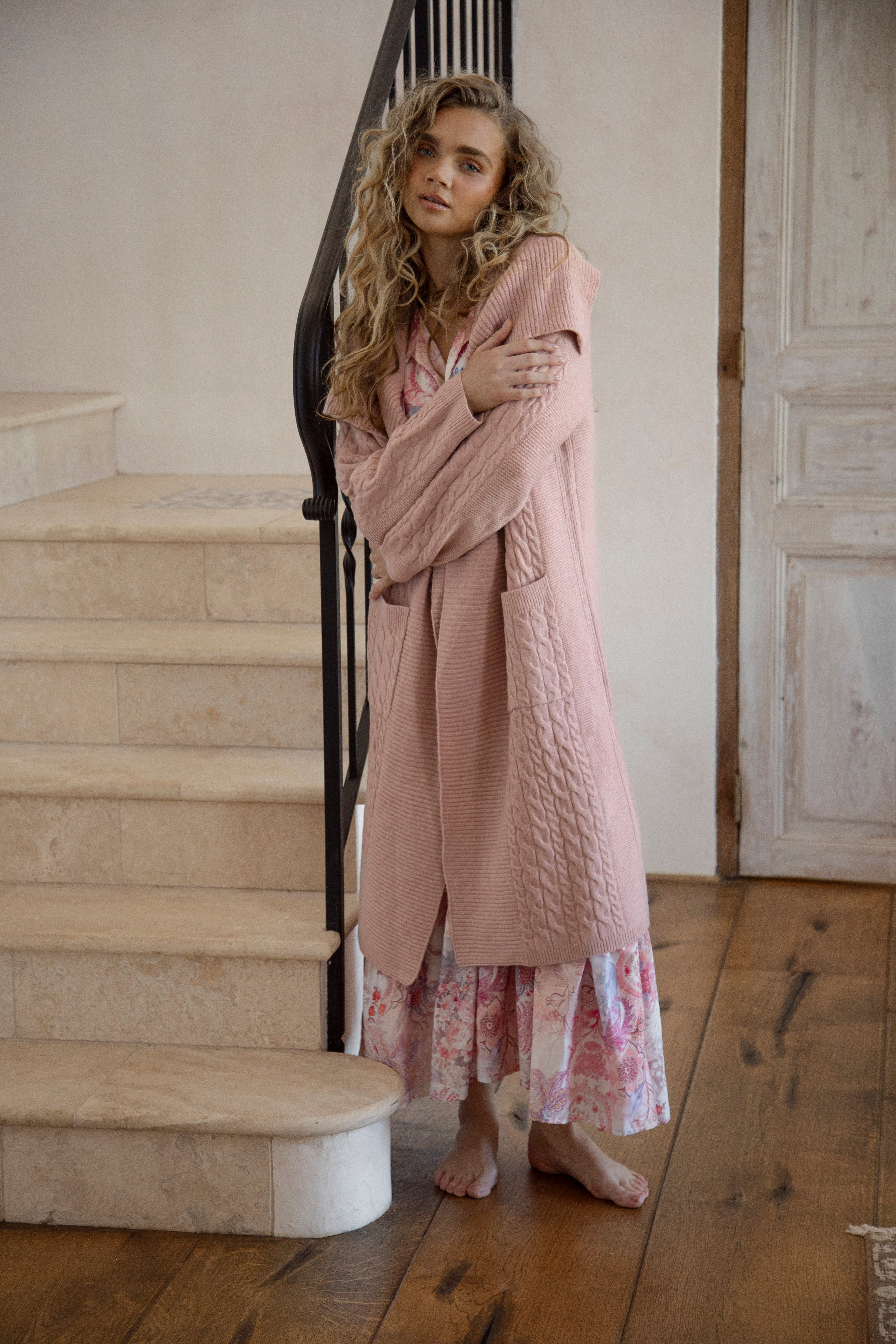 Hunter Slouch Cardi - Blush Pink