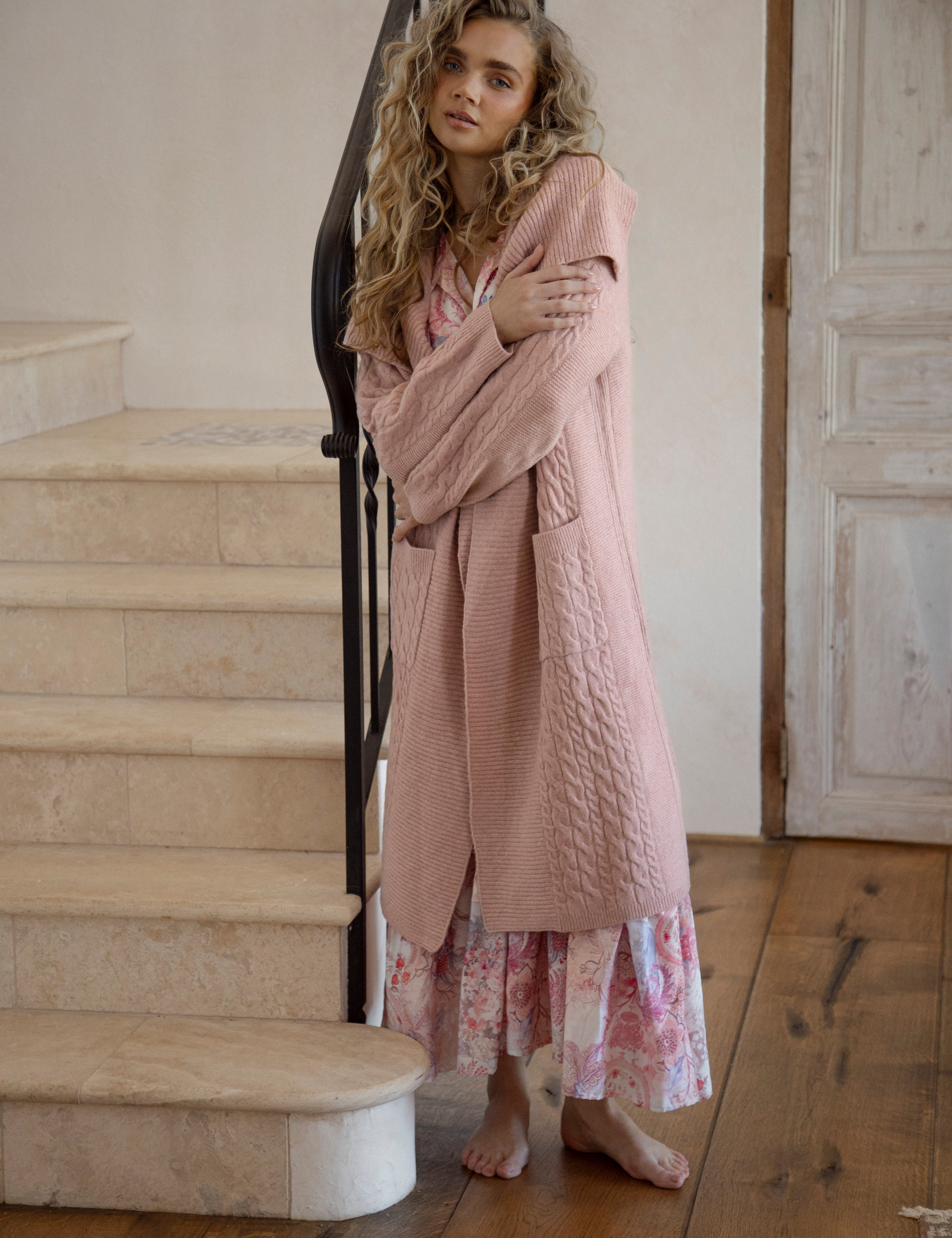 Hunter Slouch Cardi - Blush Pink