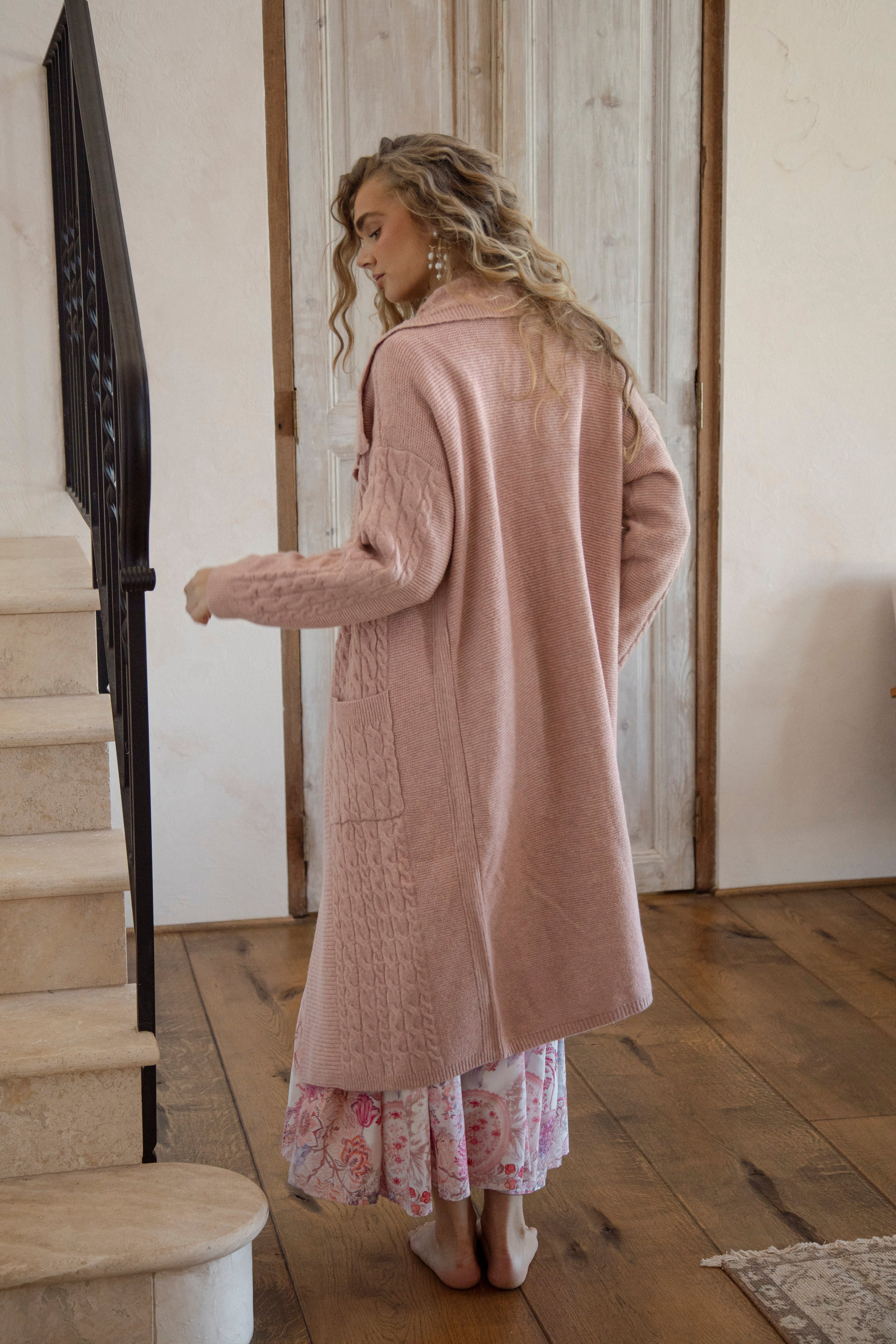 Hunter Slouch Cardi Blush Pink - rear view