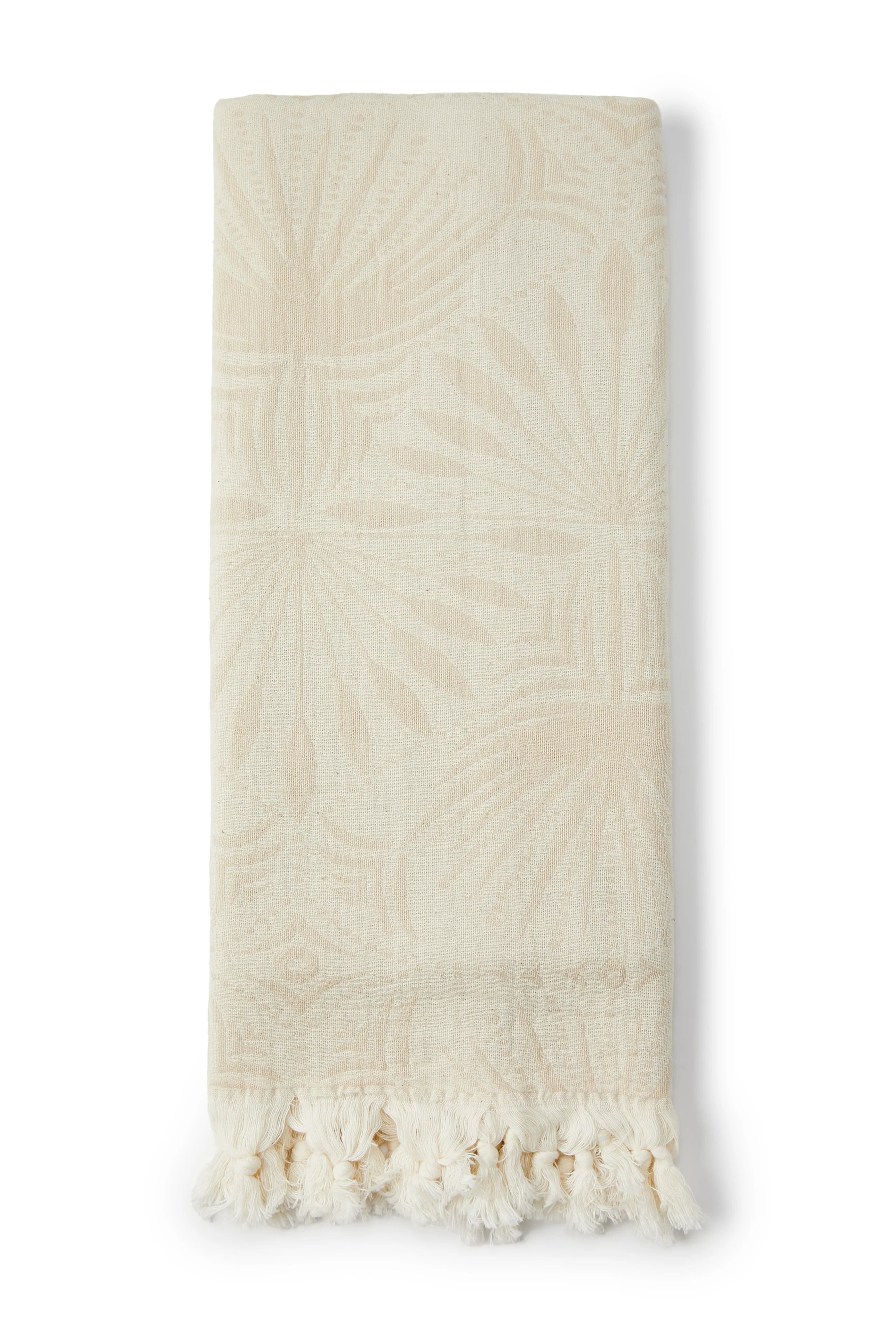 Palm Frond Towel - Beige