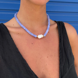 Periwinkle Beaded & Freshwater Pearl Necklace