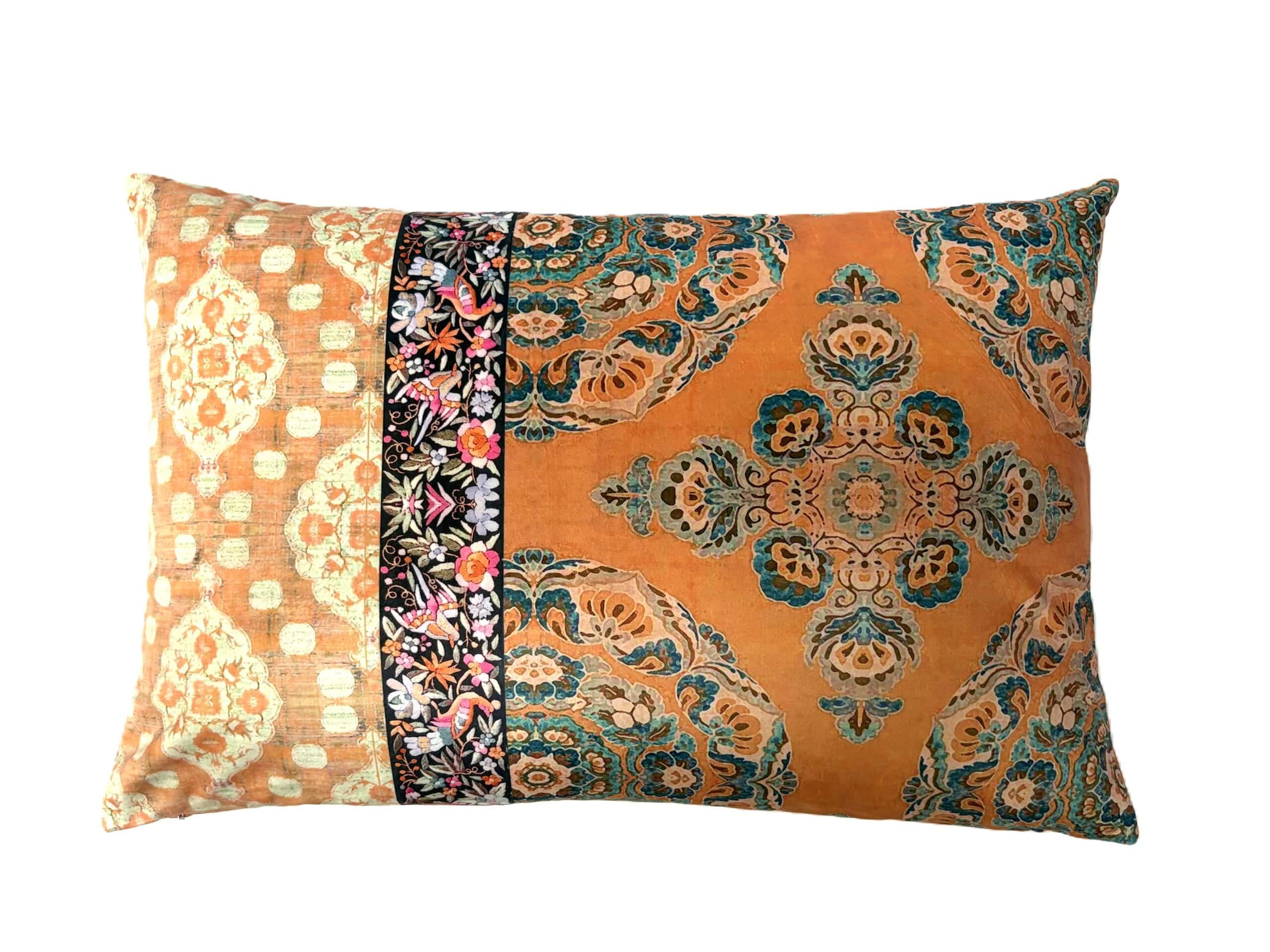 Velvet Cushion Rectangle - Gold Chinoiserie