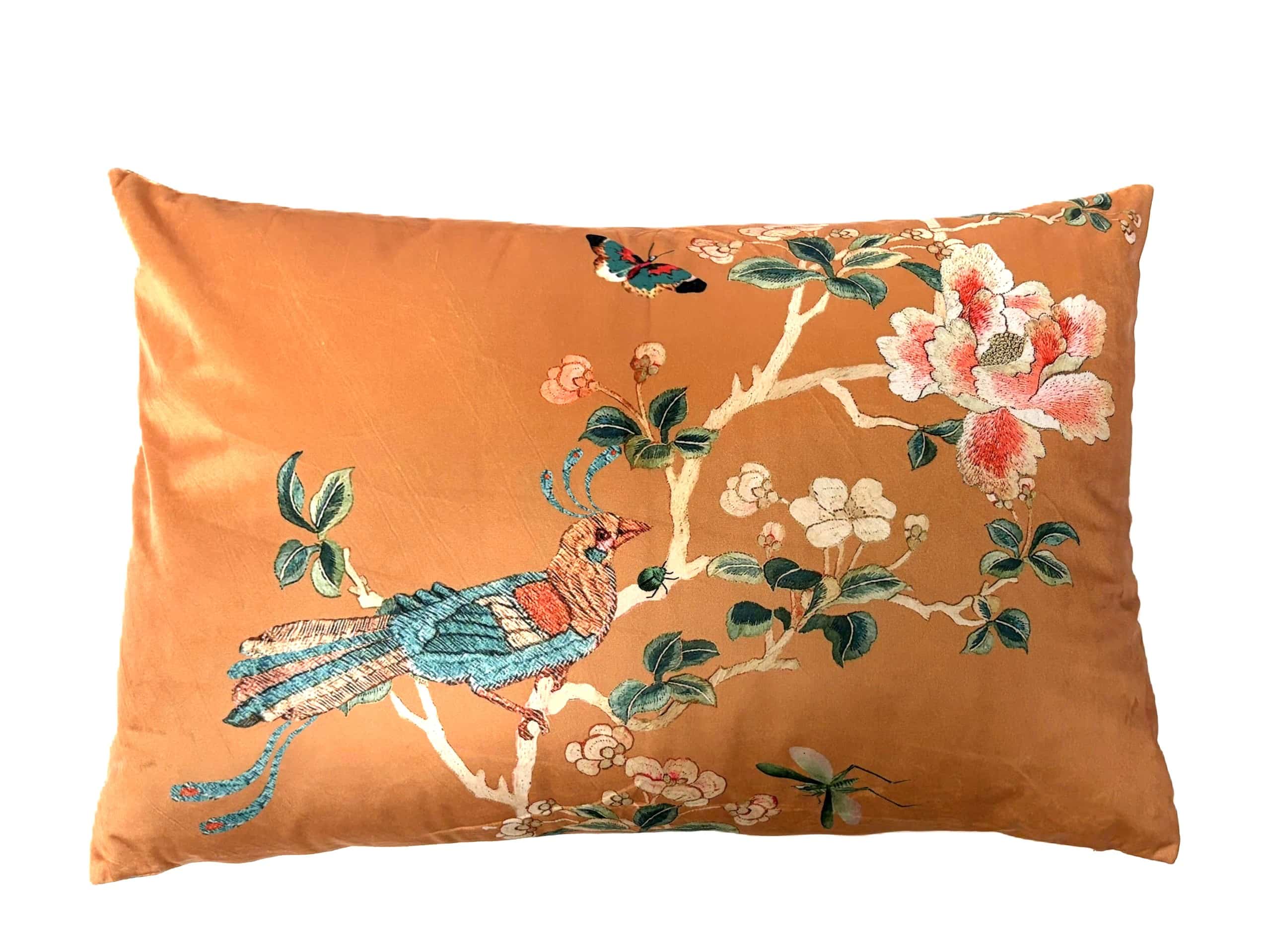 Velvet Cushion Rectangle - Gold Chinoiserie