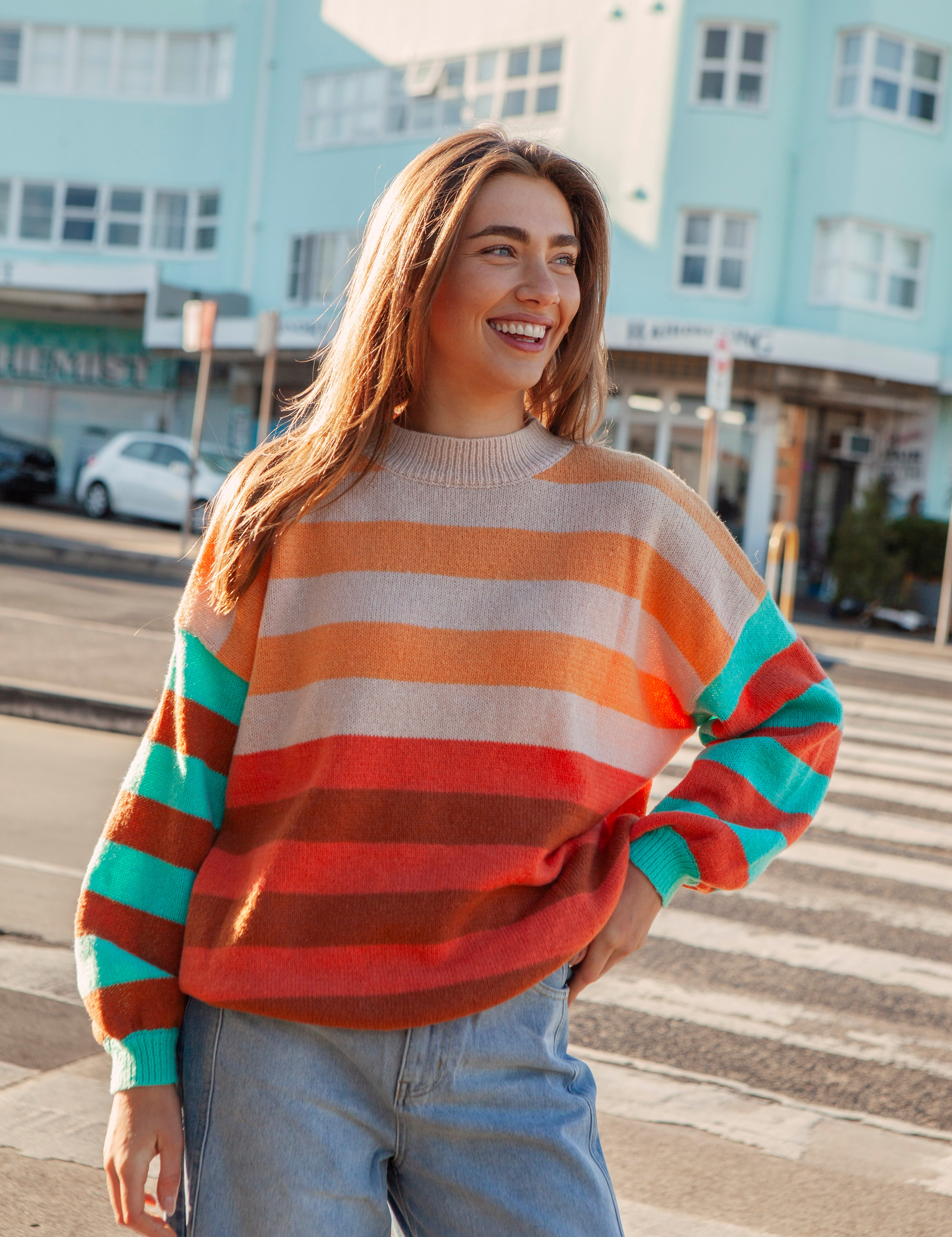 Jaffa Stripe Knit - acrylic and wool blend sweater featuring stripe pattern