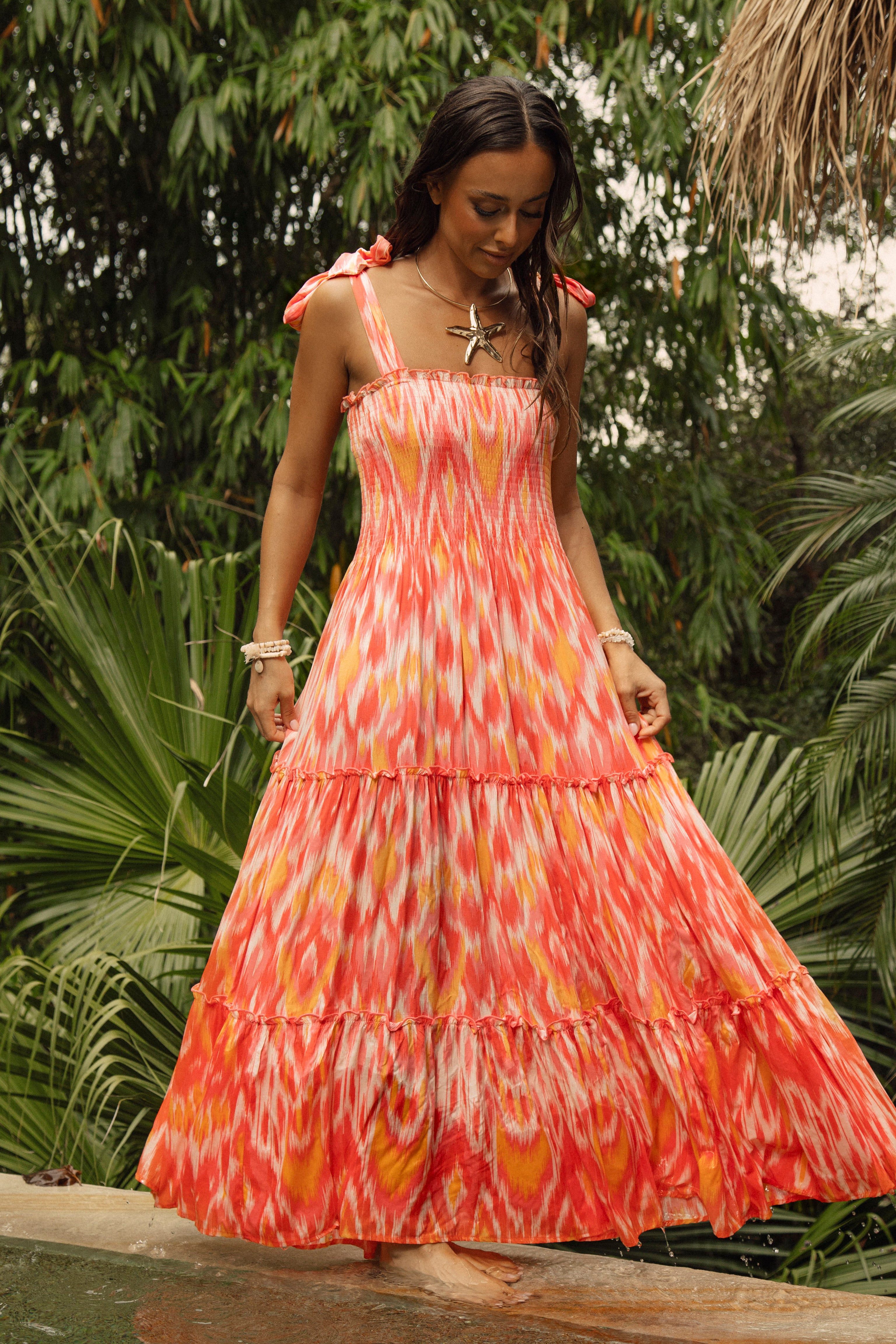 Kaia Maxi Sunburst Boho style maxi dress