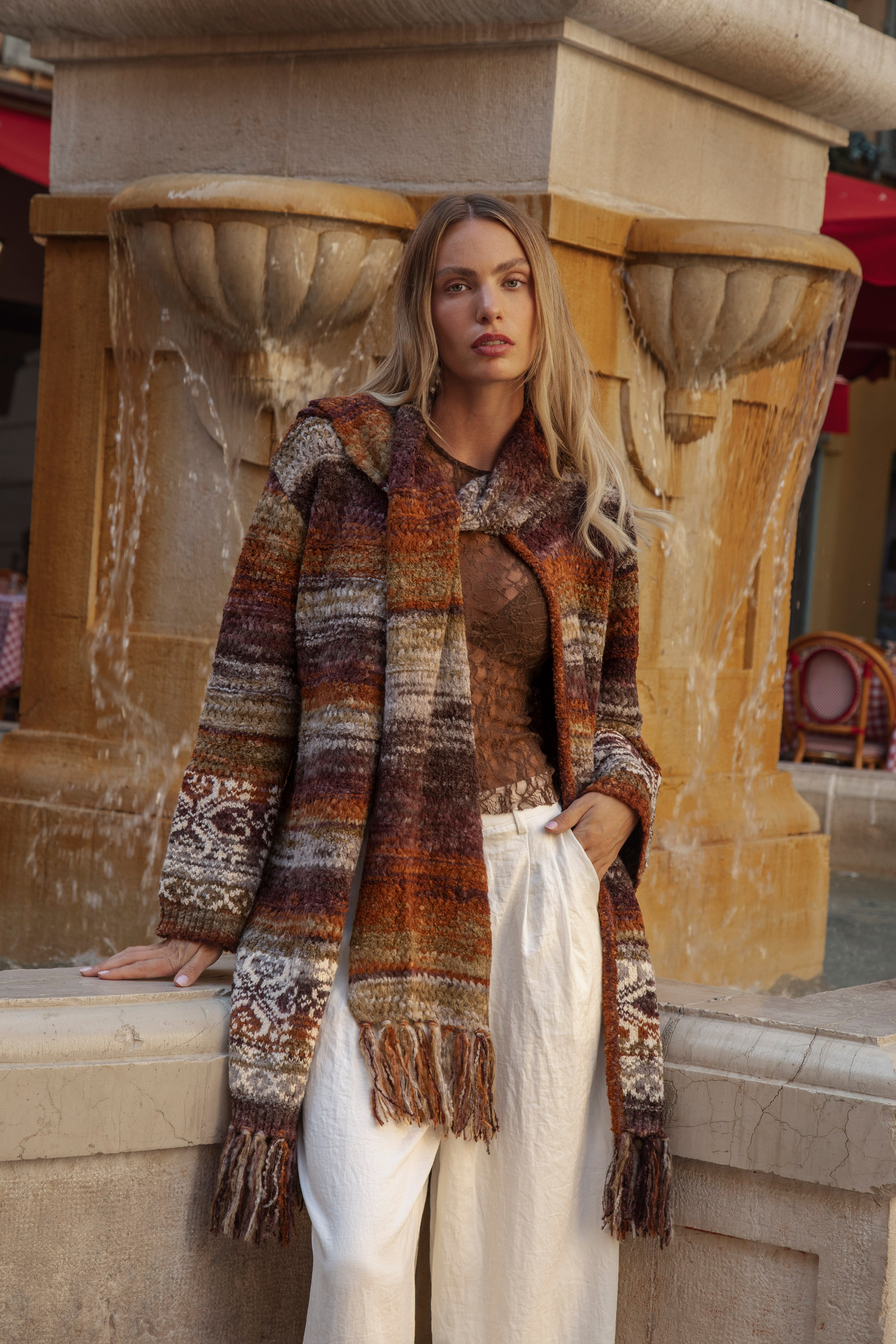 La Vie Cardigan worn with Sol Pant - Pearl