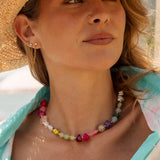 Laguna Necklace - multi coloured beaded necklace in rainbow tones