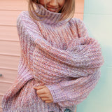 Lavender Dreams Knit - Cosy jumper featuring chunky knit in shades of lavender and peach.