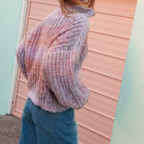 Lavender Dreams Knit - rear view showcasing high neckline.