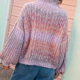 Lavender Dreams Knit - rear view showcasing chunky knit and lavender colourway