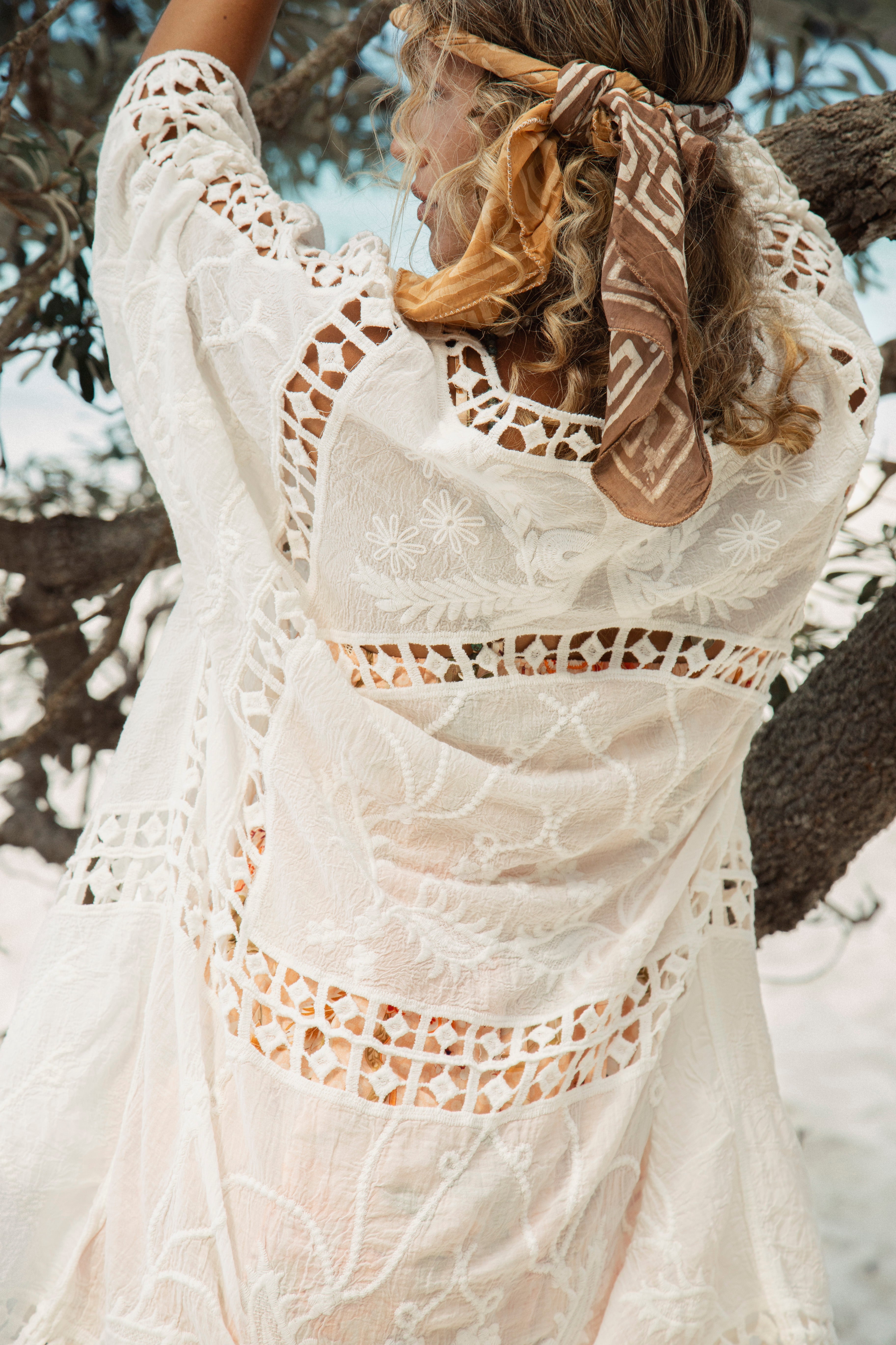 Lina Lace Kimono Lotus Rear View