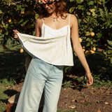 Lola Cami Vanilla  - white camisole featuring lace and embroidery detail