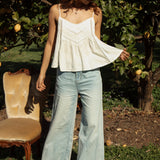 Lola Cami Vanilla  - featuring spaghetti straps, lace and embroidery details