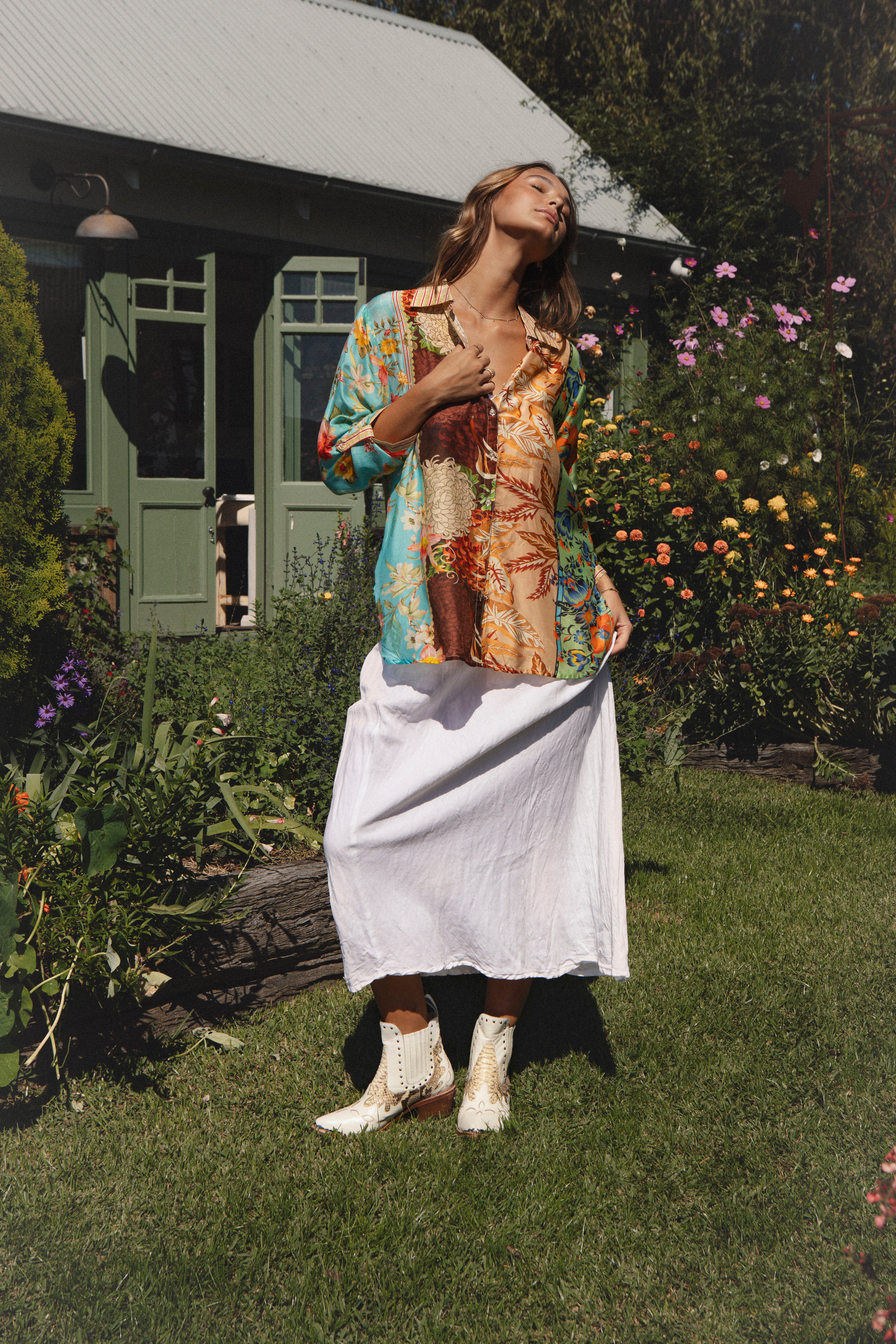 Lost Flowers Shirt worn with White Traveller Boots