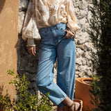 Lucia Barrel Jeans - mid blue wash and classic barrel style