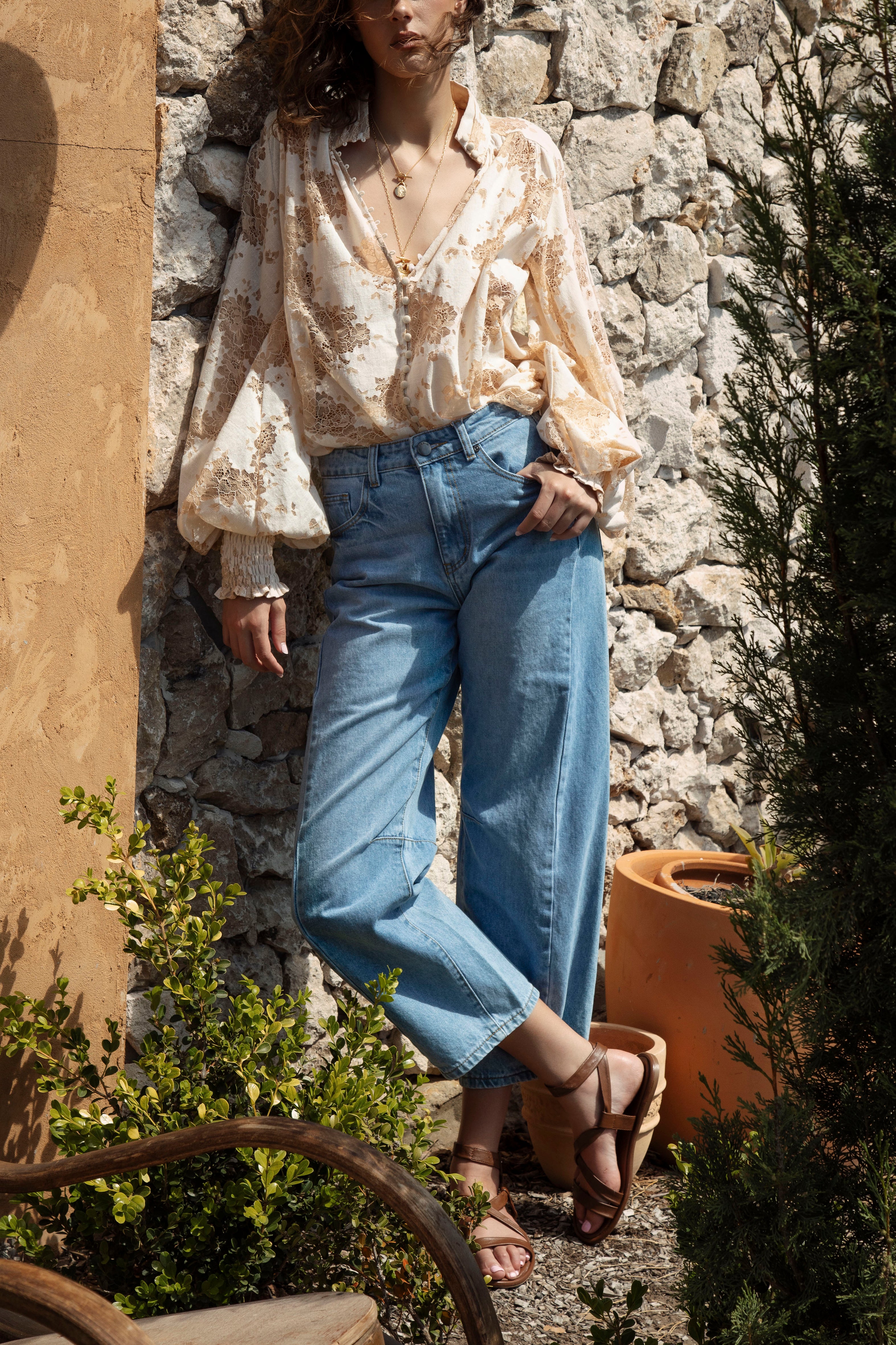 Lucia Barrel Jeans - mid blue wash and classic barrel style