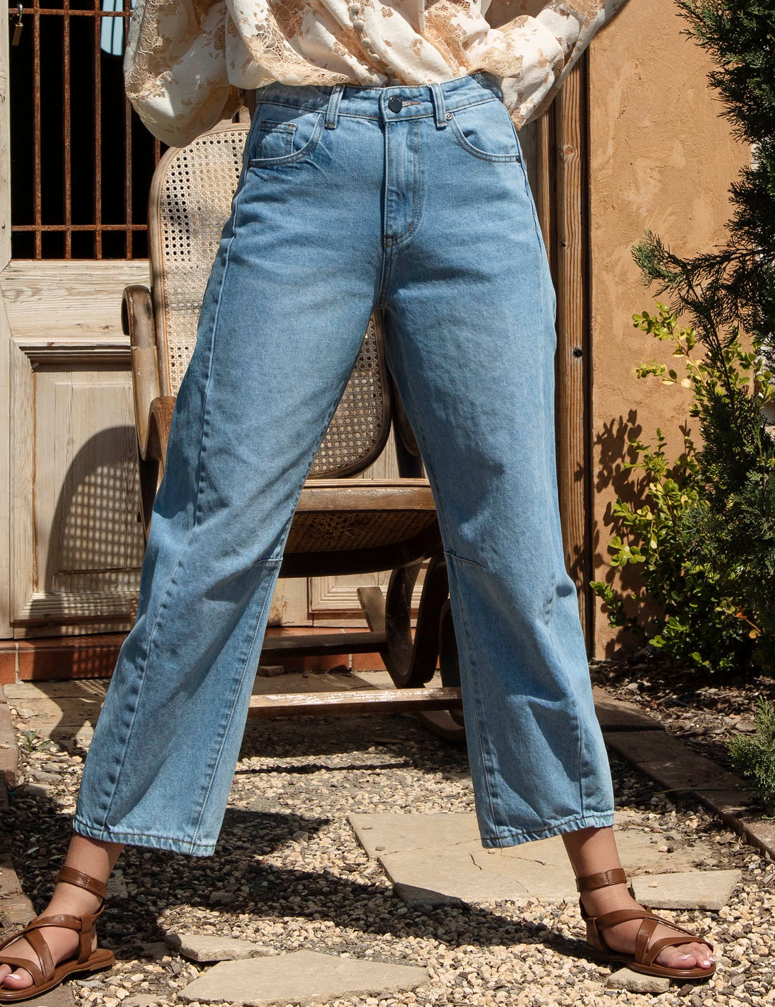 Lucia Barrel Jeans - front view showcasing barrel style