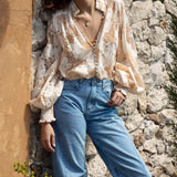 Lucia Barrel Jeans worn with Margot Summer Blouse