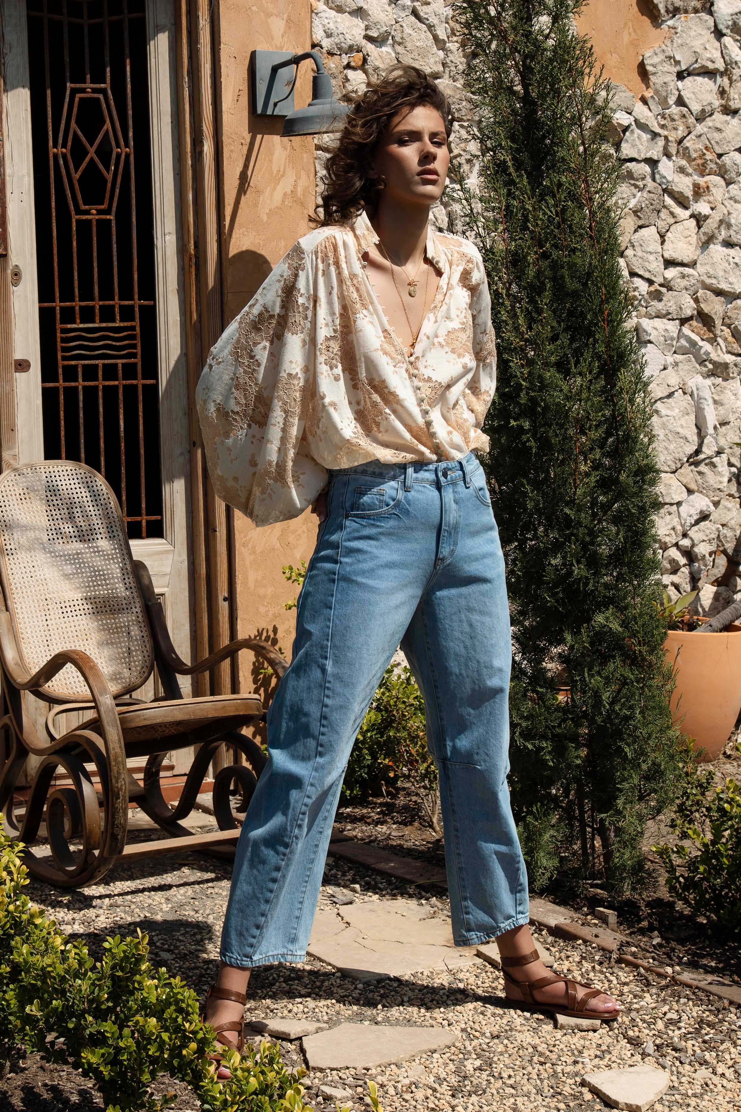Lucia Barrel Jeans - worn with Nomad Sandals