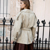 Lumae Trench Coat - rear view showcasing trench style and mid length