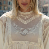 Lumiere Blouse - sheer blouse with lace details and included cami