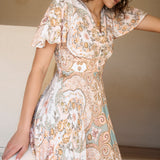 Lyric Dress Pastel Romance - bohemian maxi dress featuring vintage inspired pattern