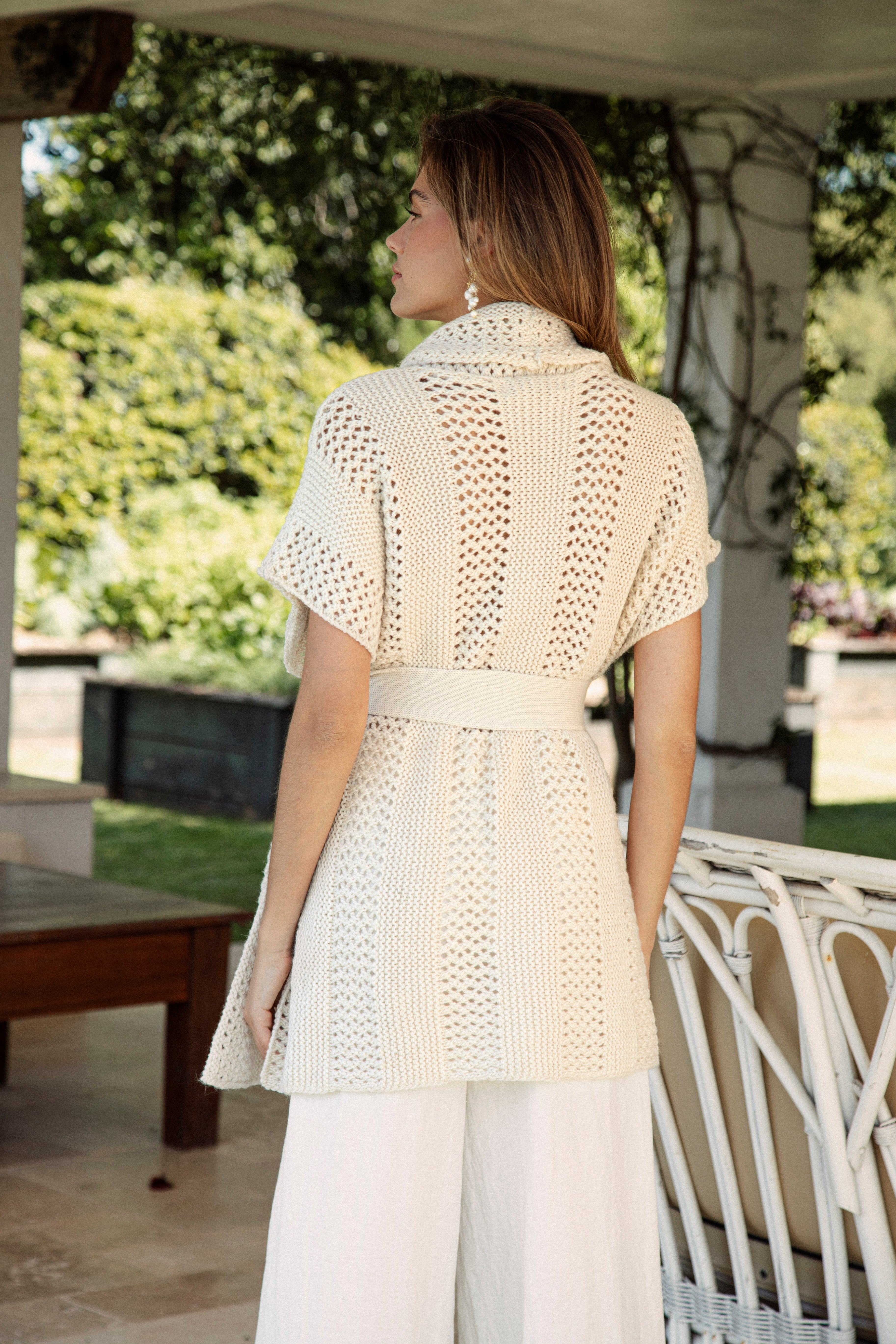 Mabel Relaxed Knit Vest featuring open style knit in striped pattern