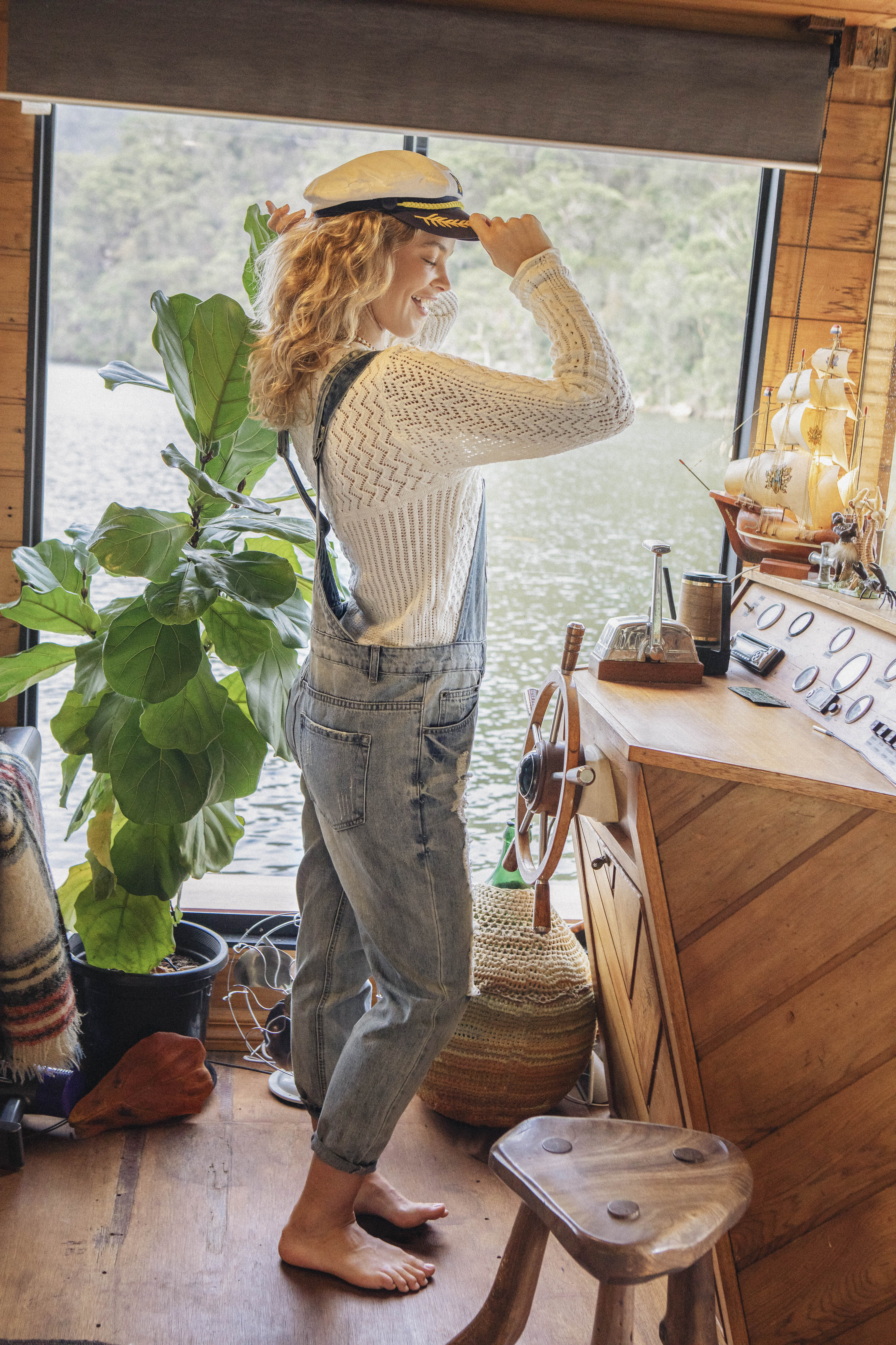 Maddie Overalls Vintage Denim - side view