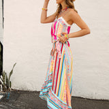 Marea Wrap Skirt Sun Drenched Stripe - side view showcasing tie waist and wrap style