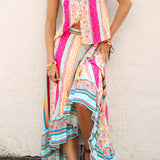 Marea Wrap Skirt Sun Drenched Stripe worn with matching Tilly Camisole