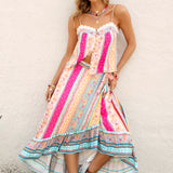 Marea Wrap Skirt Sun Drenched Stripe - Bohemian style wrap skirt in vibrant striped pattern with contrasting trim