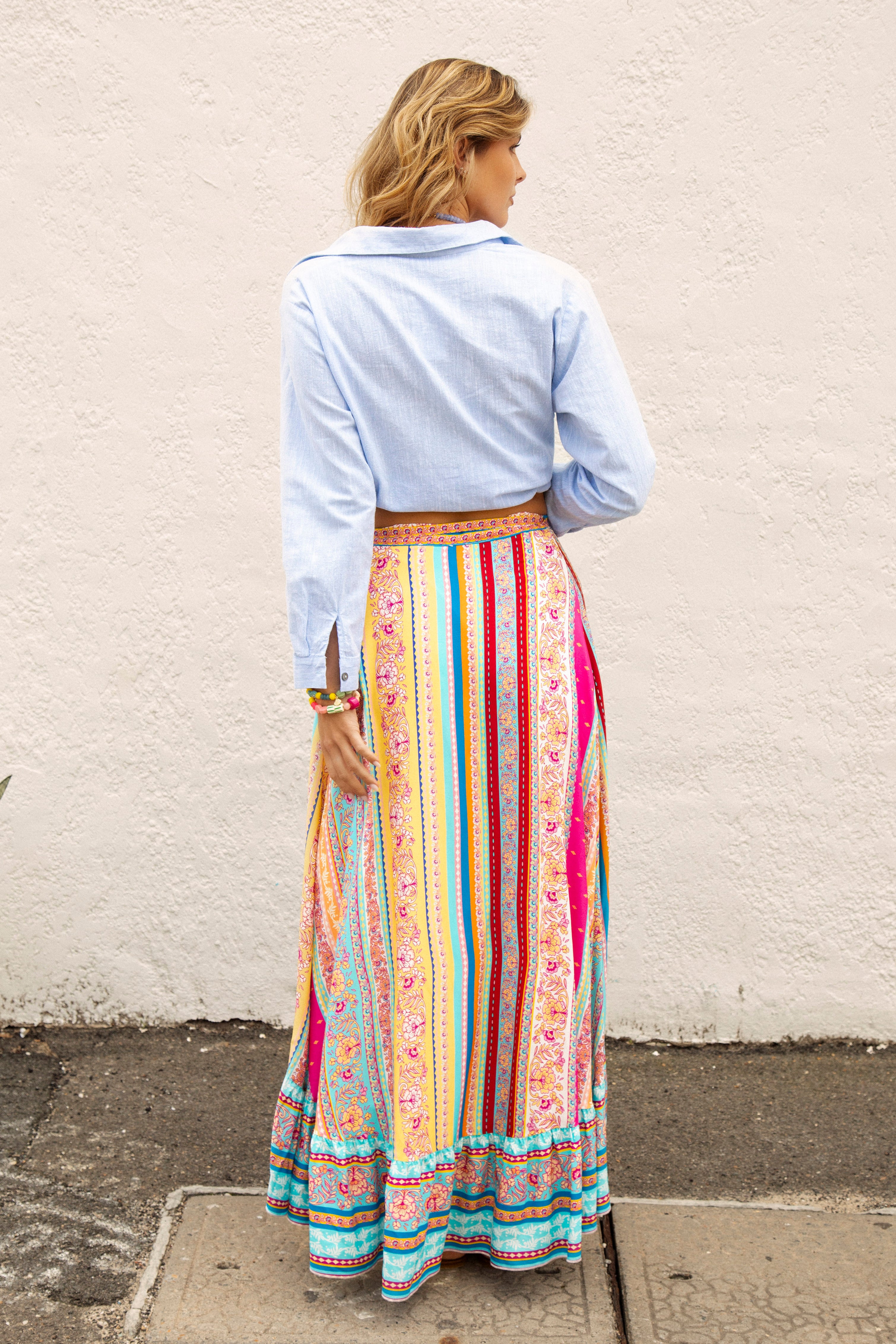 Marea Wrap Skirt Sun Drenched Stripe - rear view 
