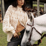 Margot Lace Blouse - Macadamia