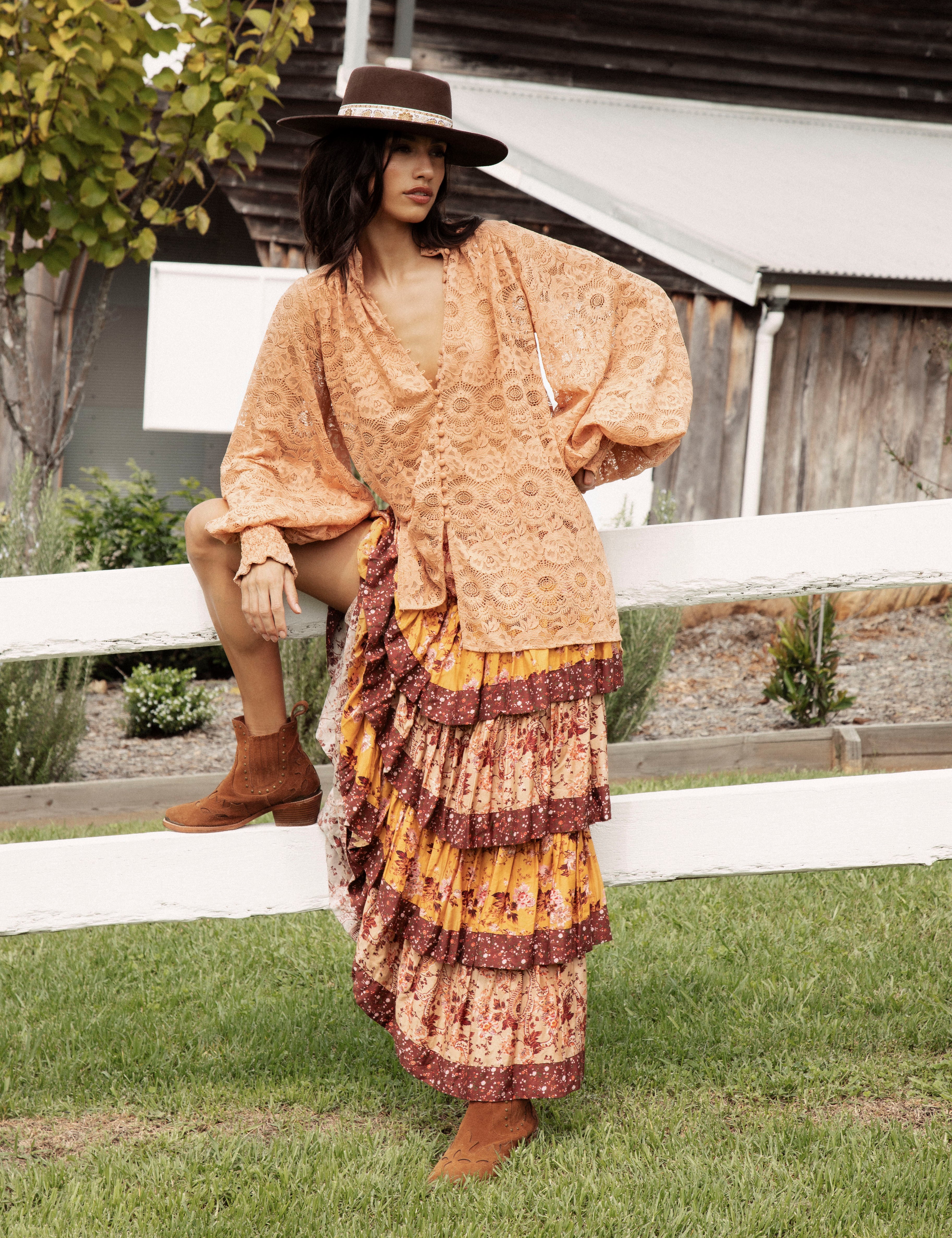 Margot Lace Blouse - Terracotta