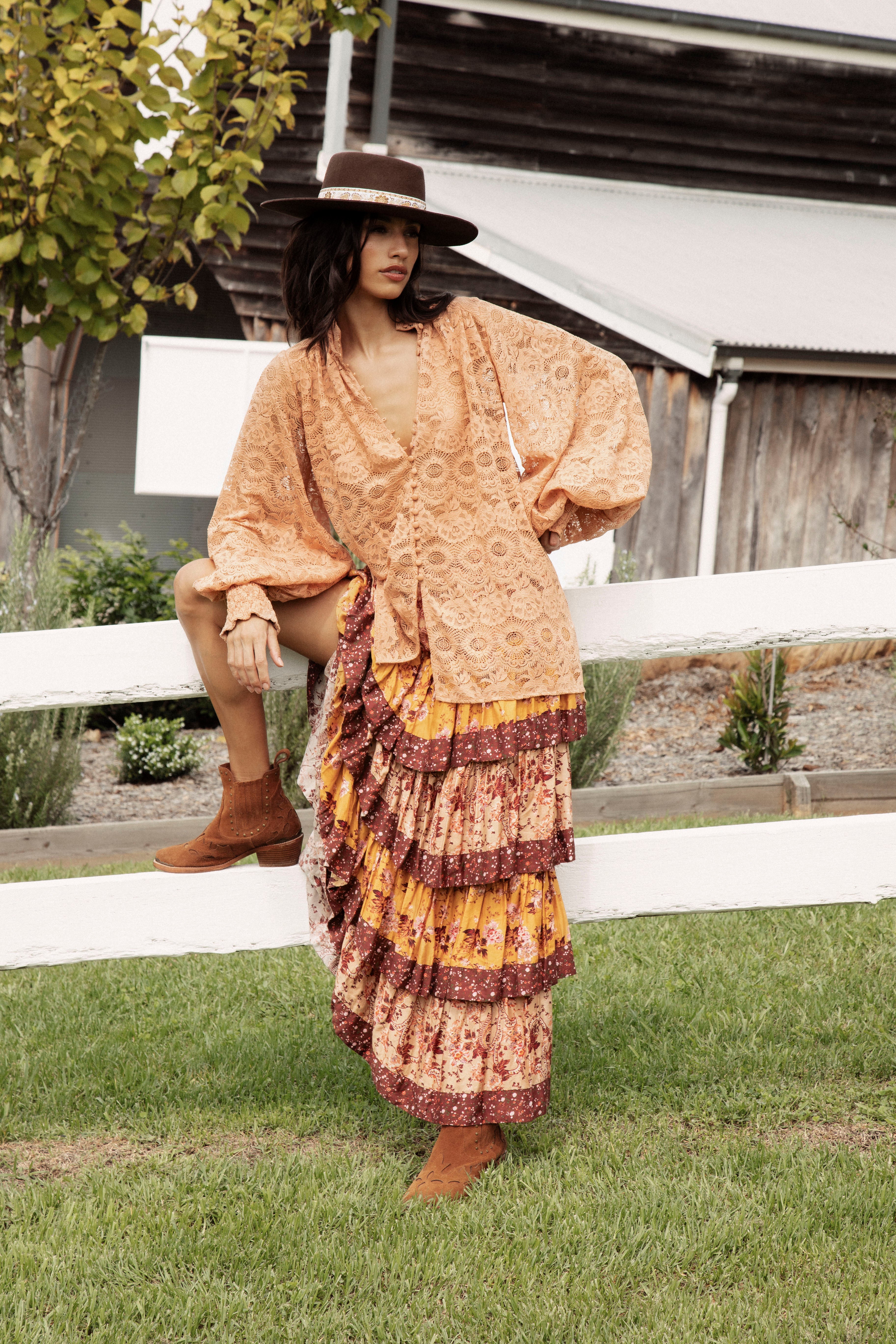 Margot Lace Blouse - Terracotta