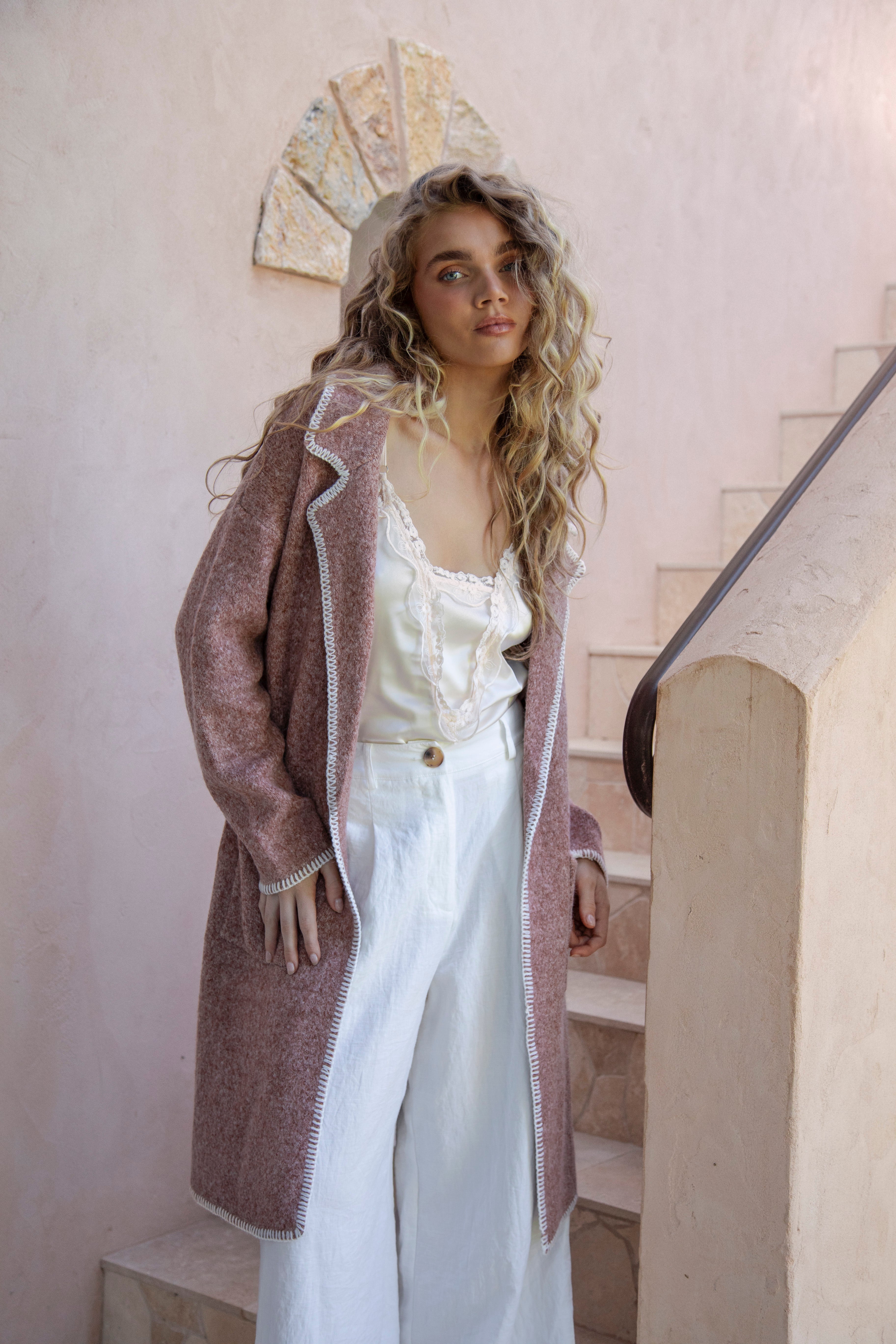 Mariella Blanket Stitch Cardigan is a longline cardigan with statement pockets.