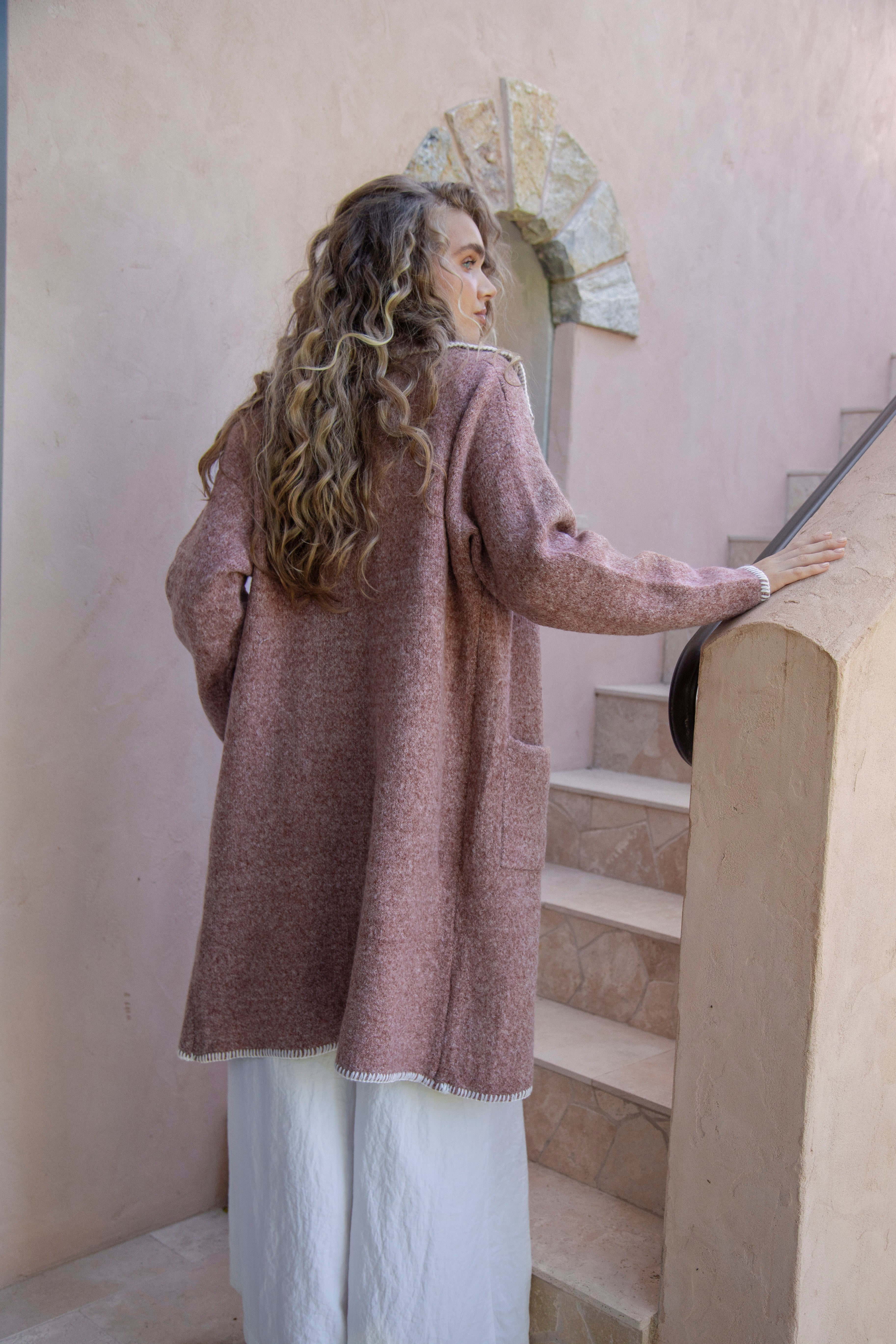 Mariella Blanket Stitch Cardigan - rear view.