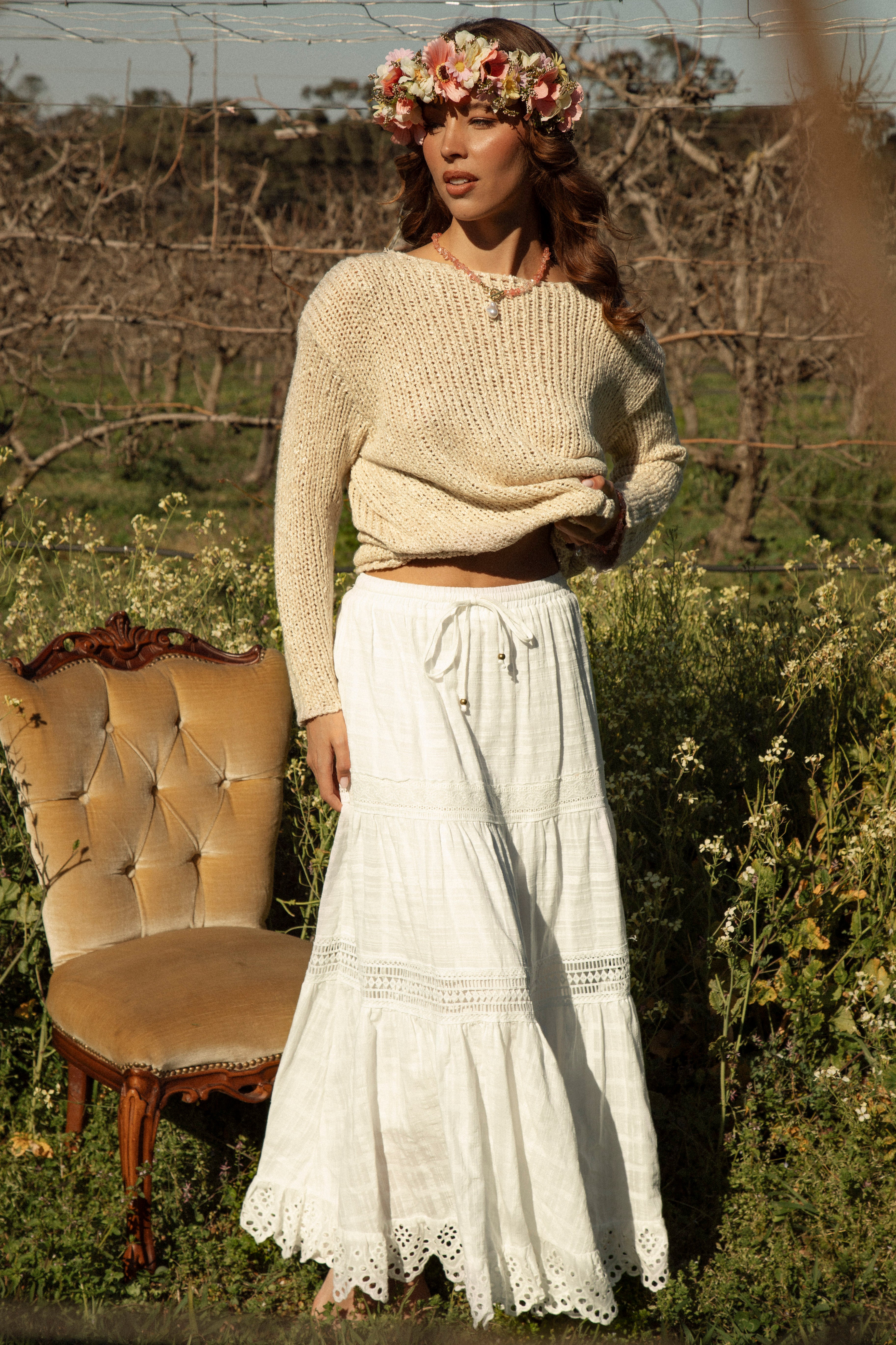 Marigold Cotton Maxi Skirt