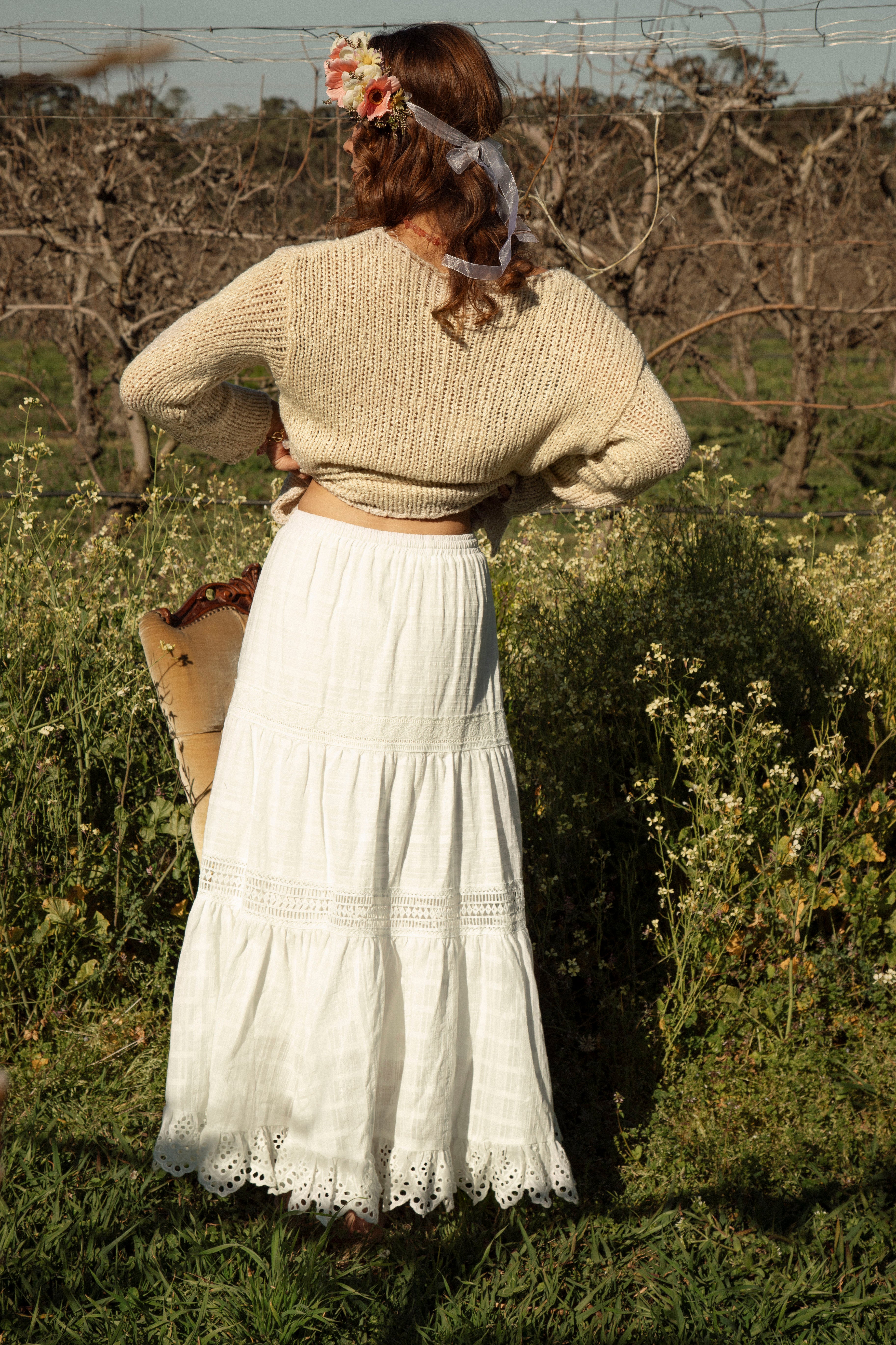 Marigold Cotton Maxi Skirt  - rear view