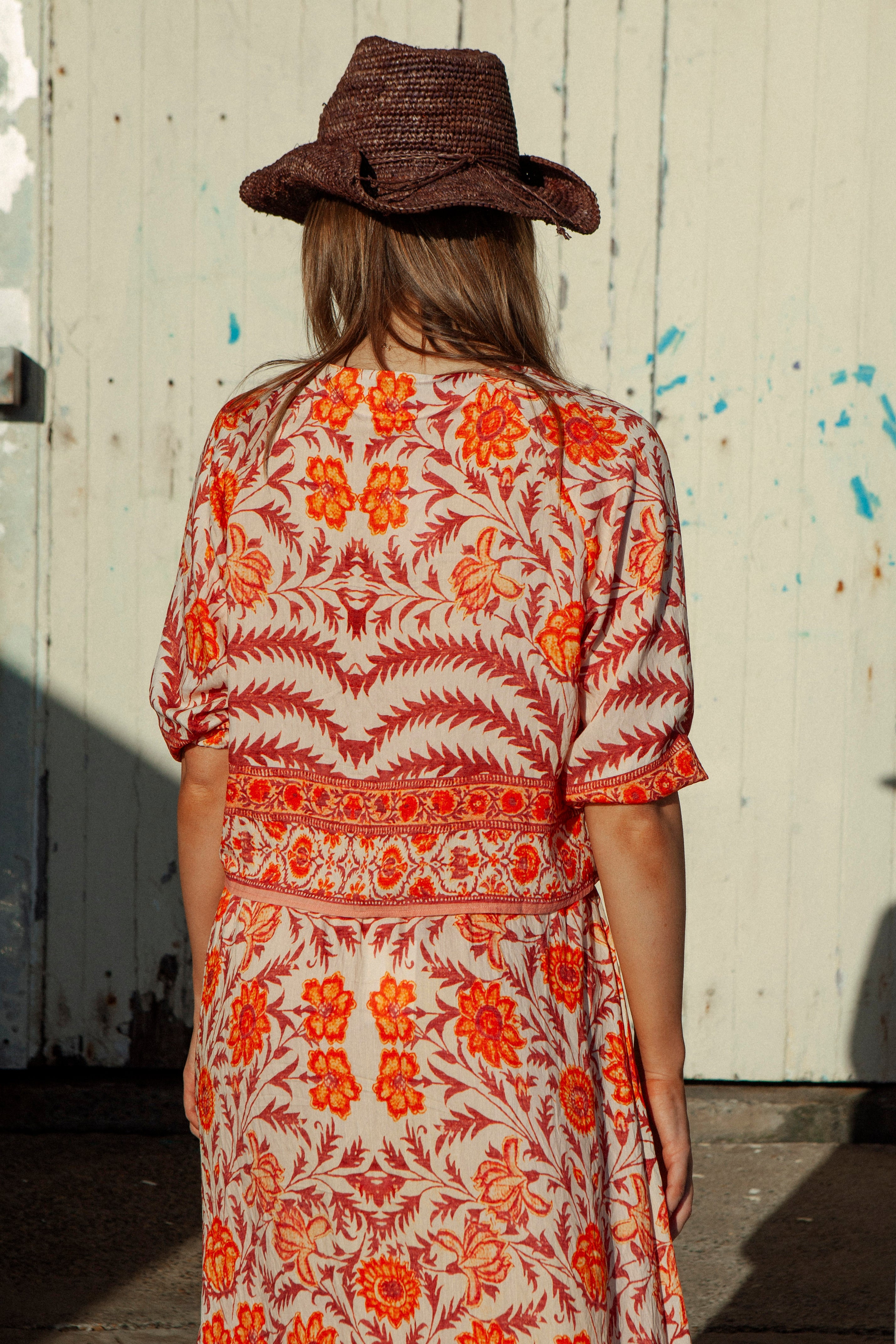 Matilda Blouse Marigold. Bohemian Blouse. Rear View.