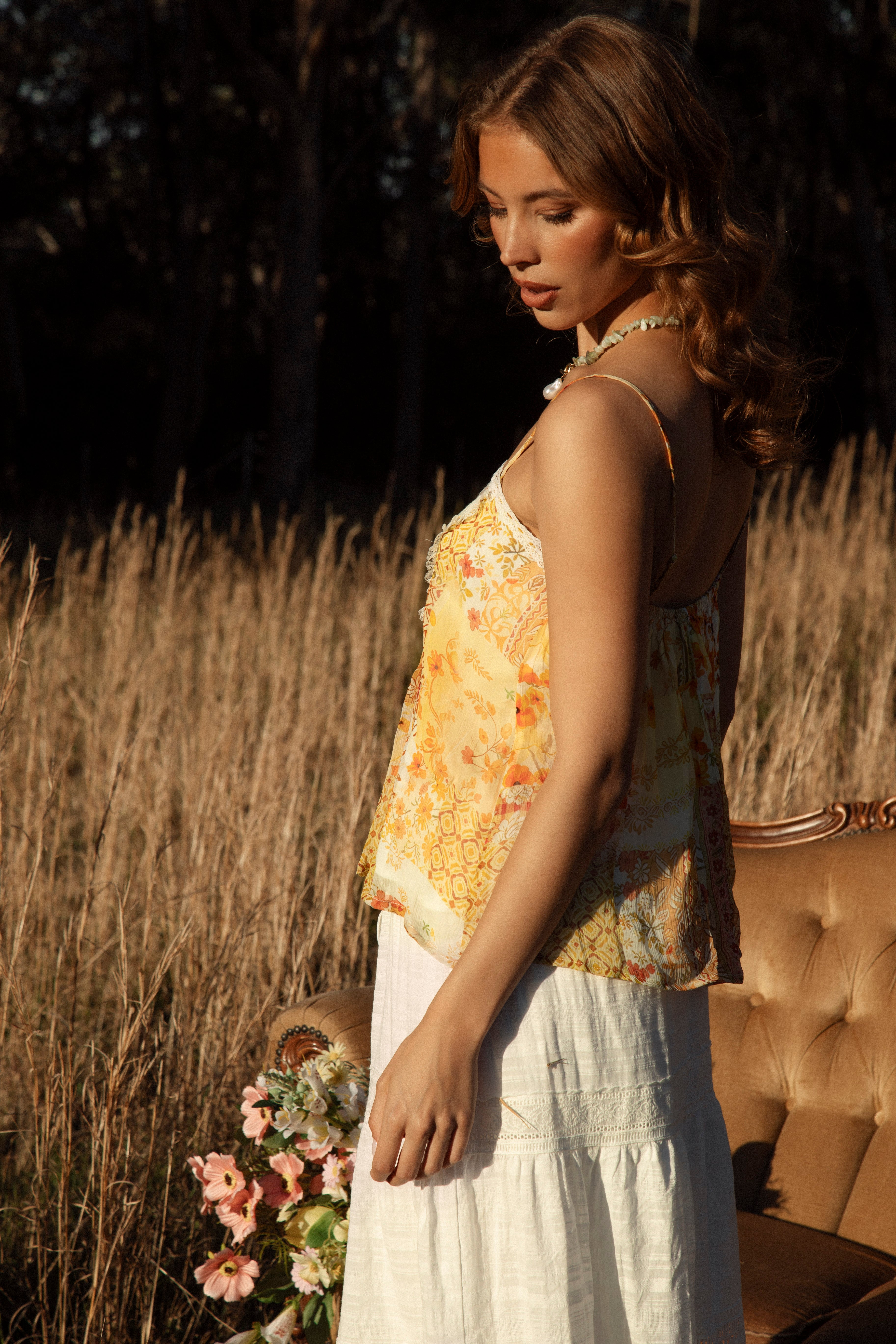 Melody Camisole Fields of Gold - side view.