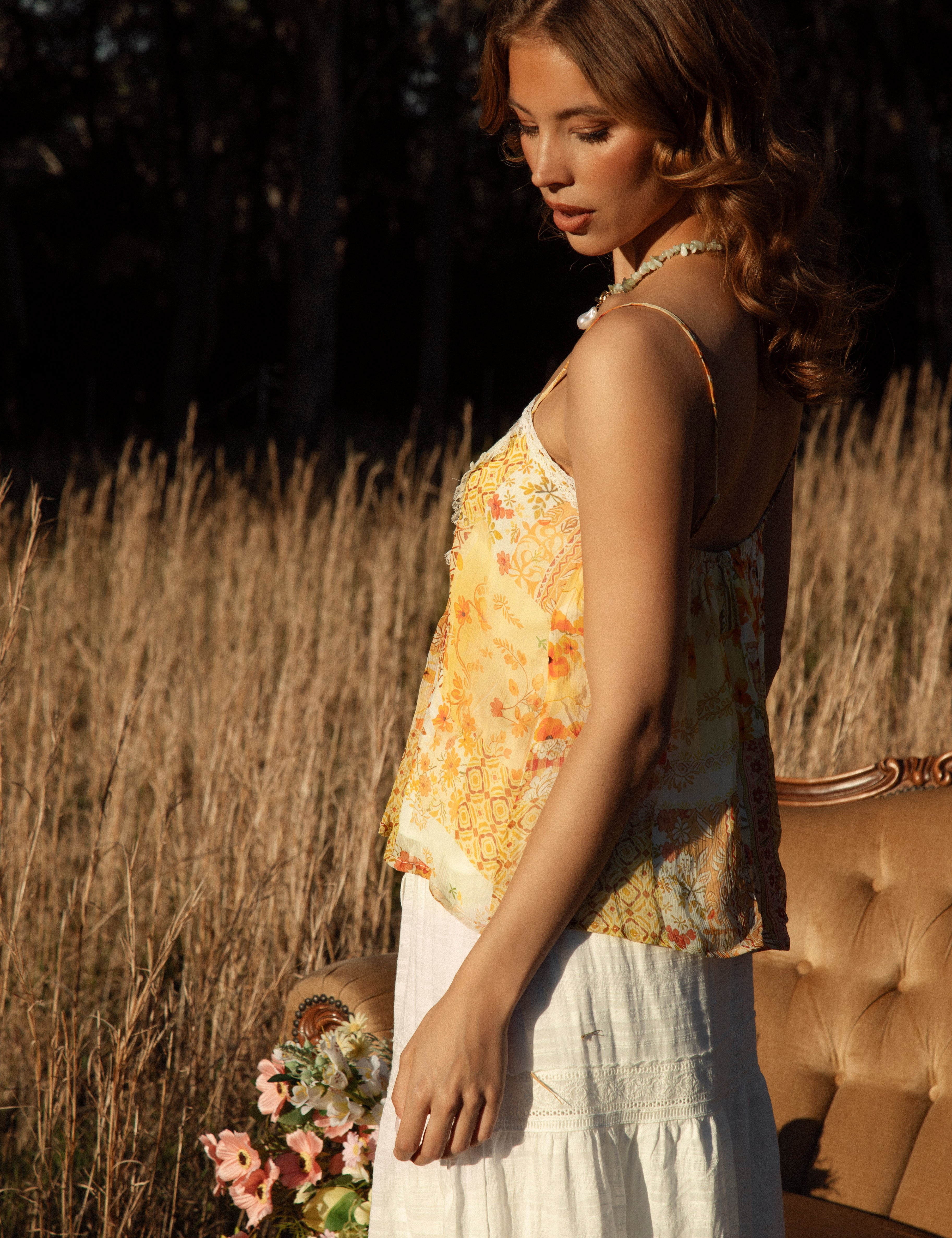 Melody Camisole Fields of Gold - side view.