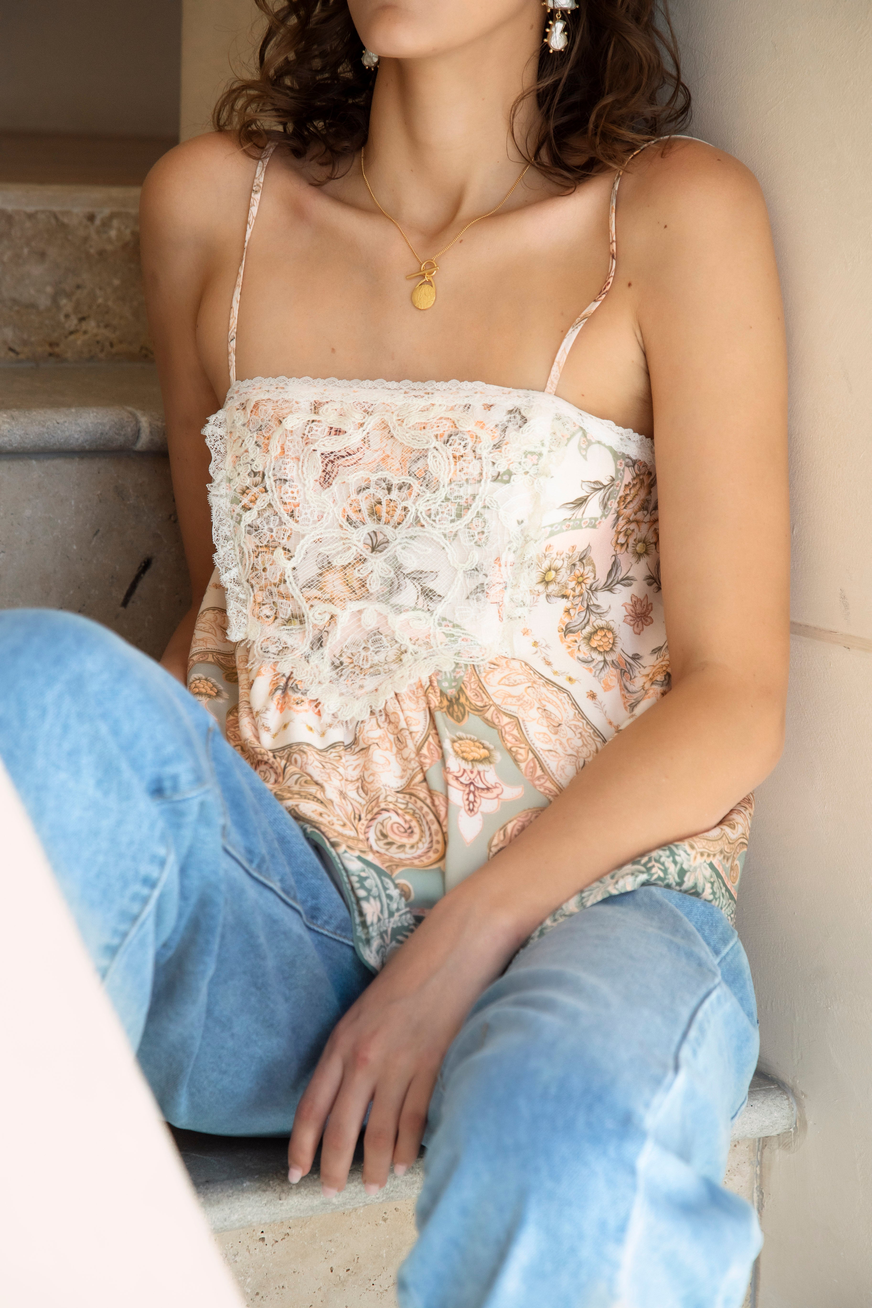 Melody Camisole Pastel Romance - showcasing lace detail on bodice